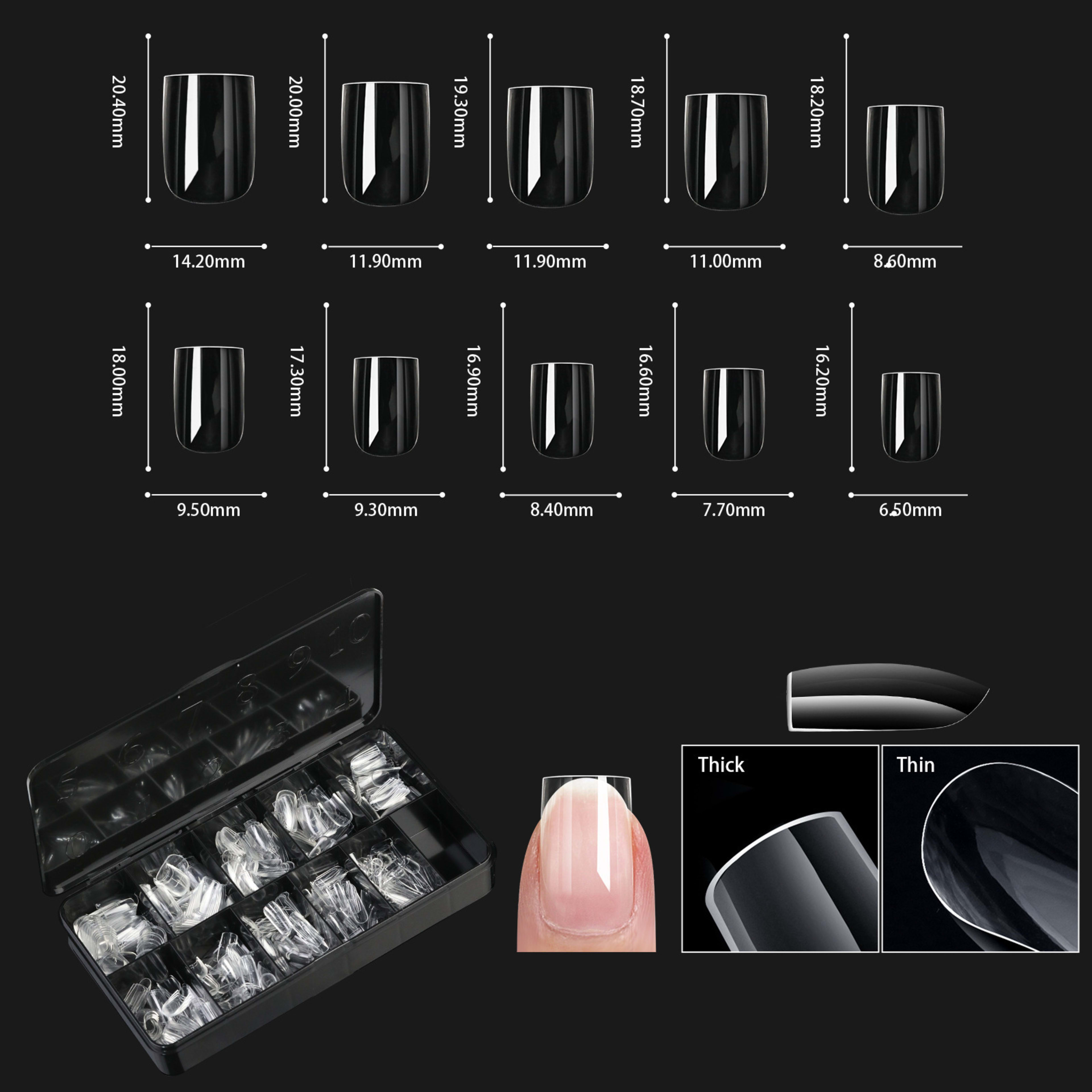 Nail Transparent Nail Tips Nail Shapes For Manicure Seamless False Nails Boxed Set 4