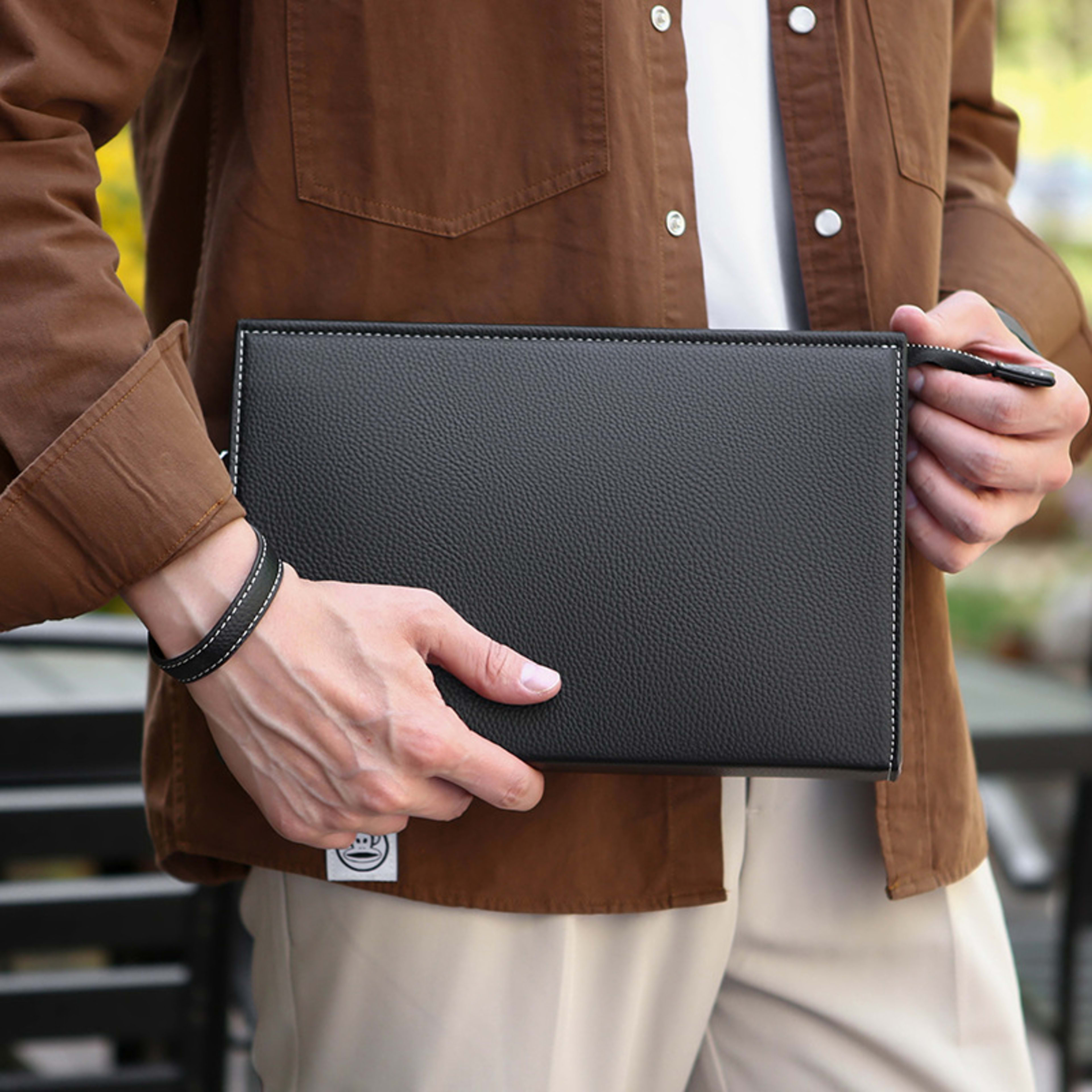 New Clutch Men's Briefcase Soft Leather Fashion Trendy Casual Business 2
