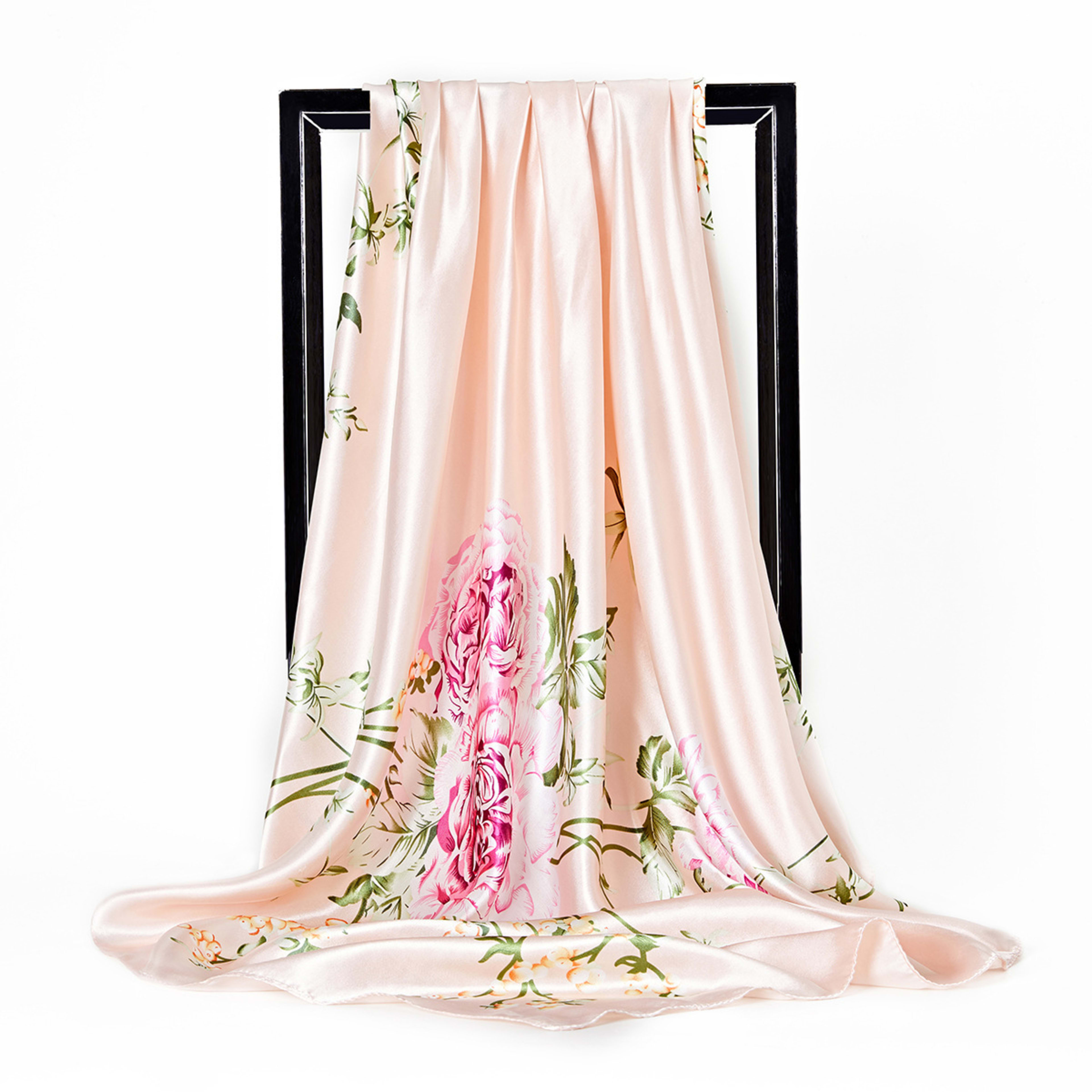 Retro Printed Silk Scarf Womens All-Match Shawl Headscarf 19