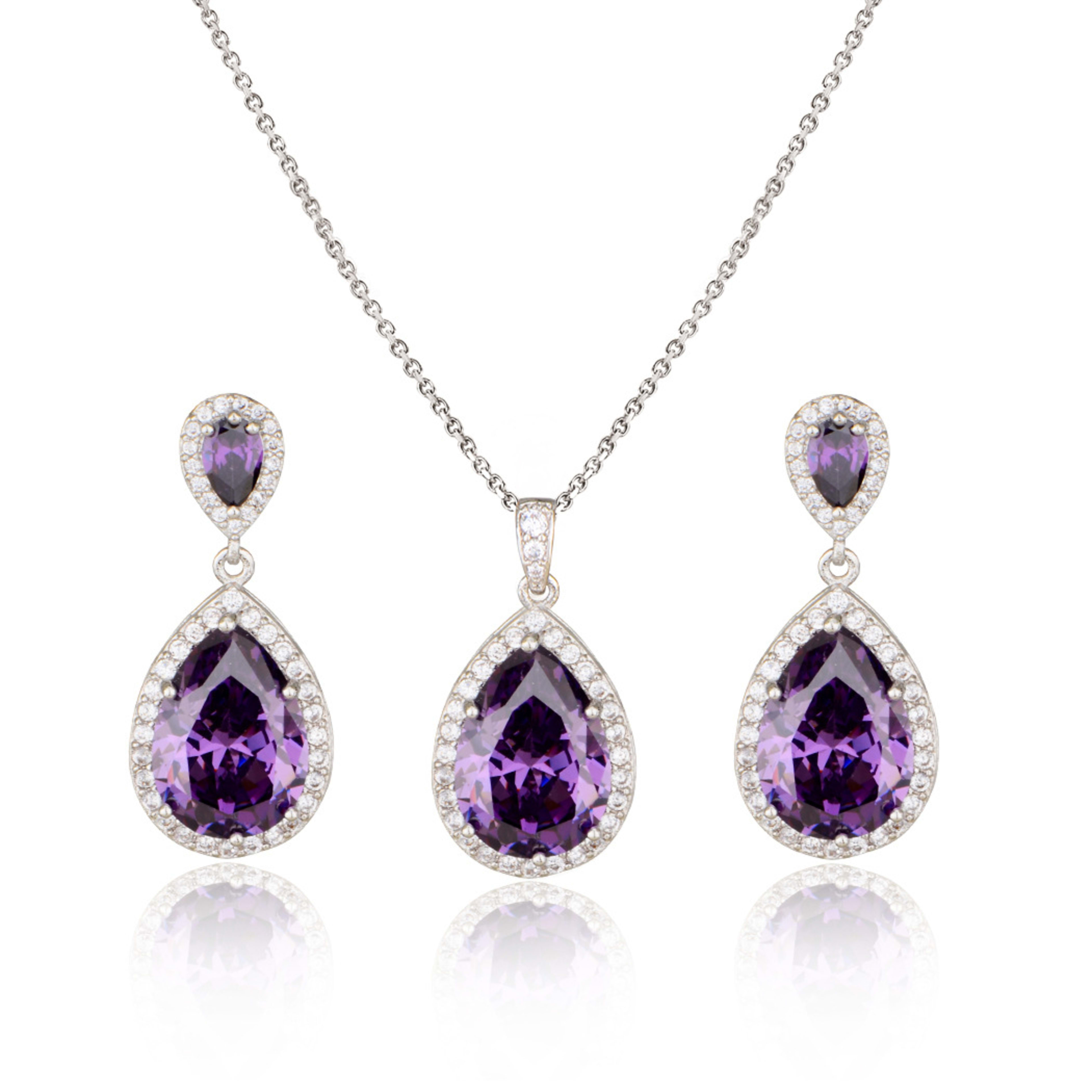Bright Big Zircon Water Drops Necklace Eardrops Suit Bride Wedding Jewelry Simple Graceful 10