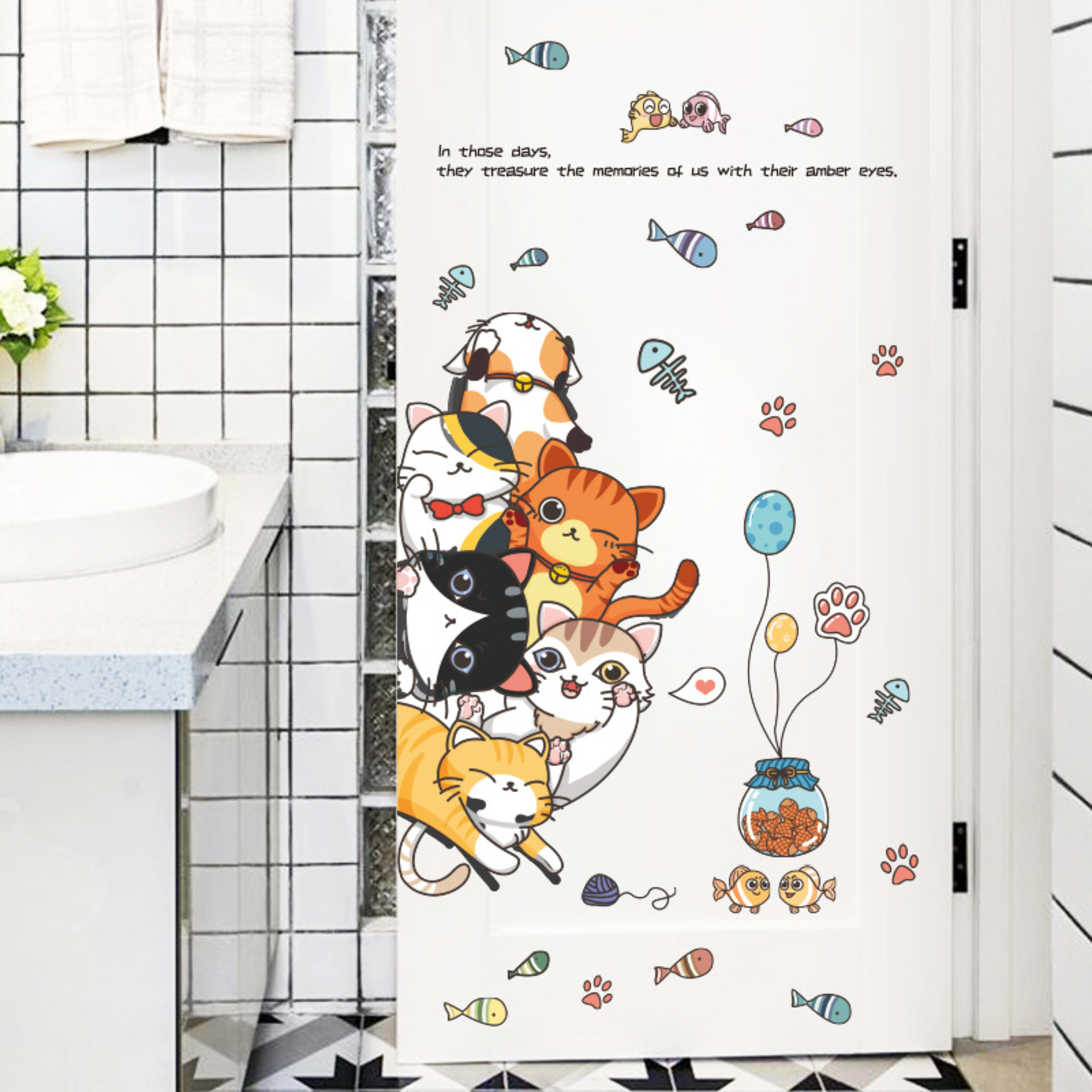 Cat Jiaraohan Children's Room Bedroom Decorative Door Sticker 4