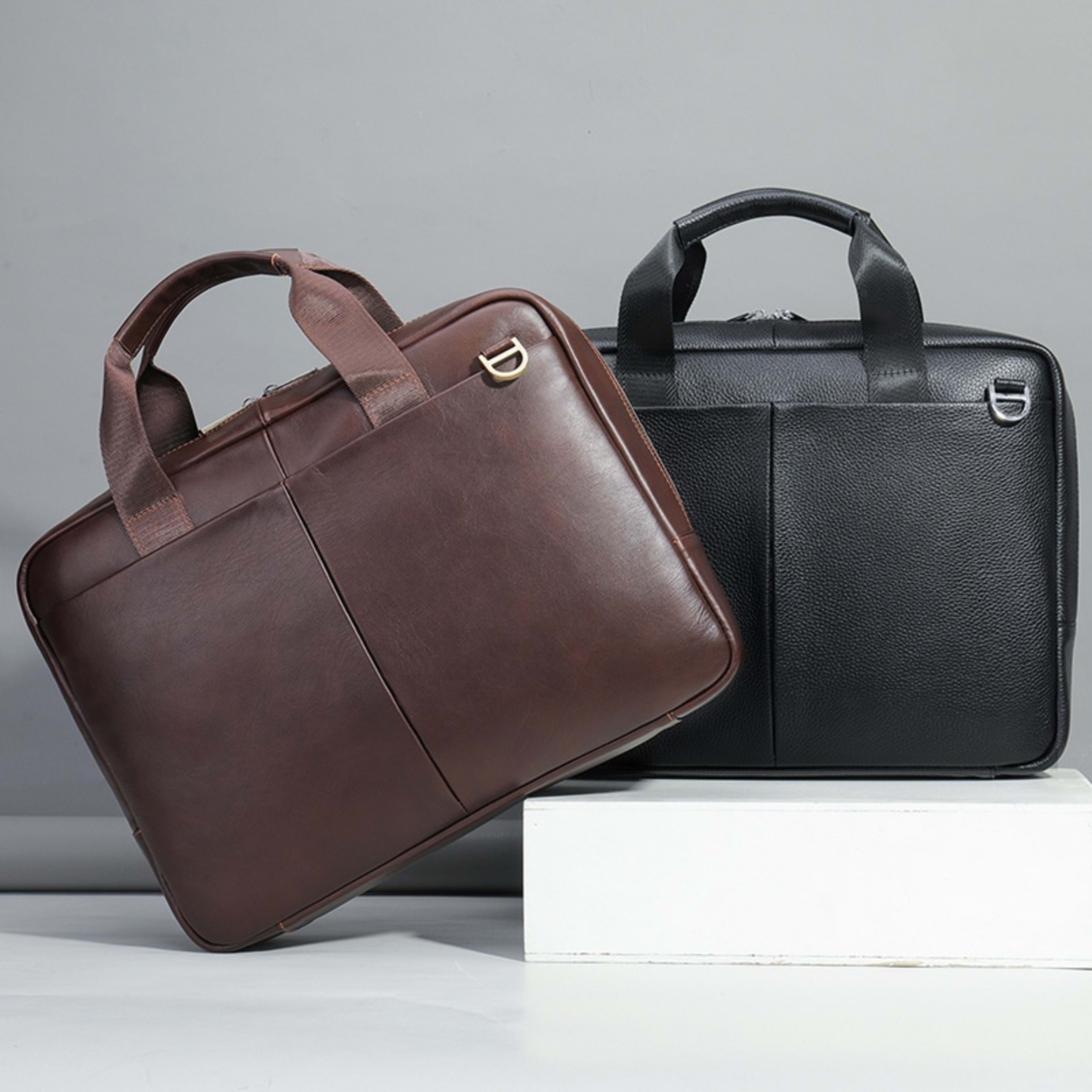 Genuine Leather Large Capacity Briefcase Men's Horizontal First Layer Cowhide Computer Storage Bag 12