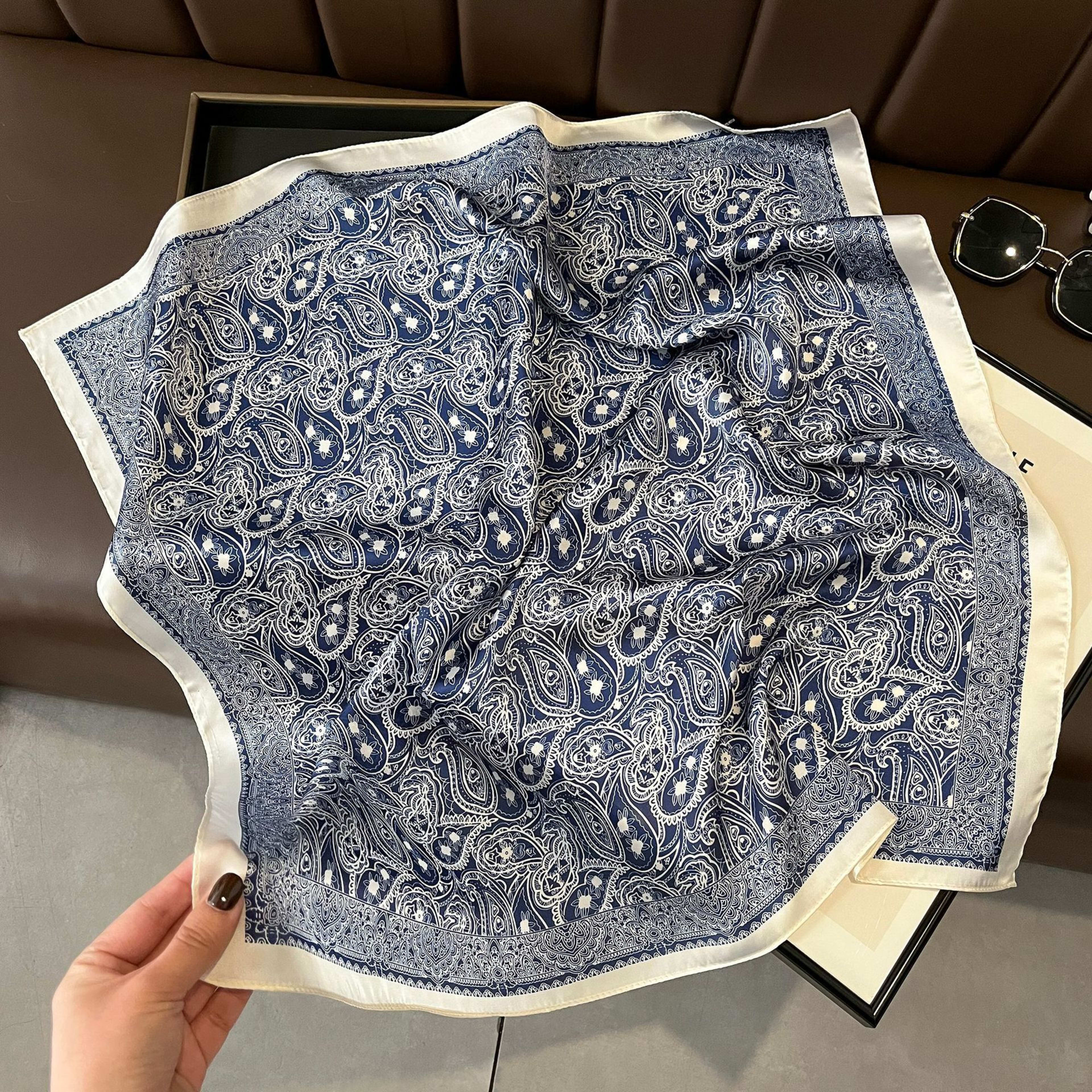 Small Scarf Vintage Printed Silk Scarf For Women 93