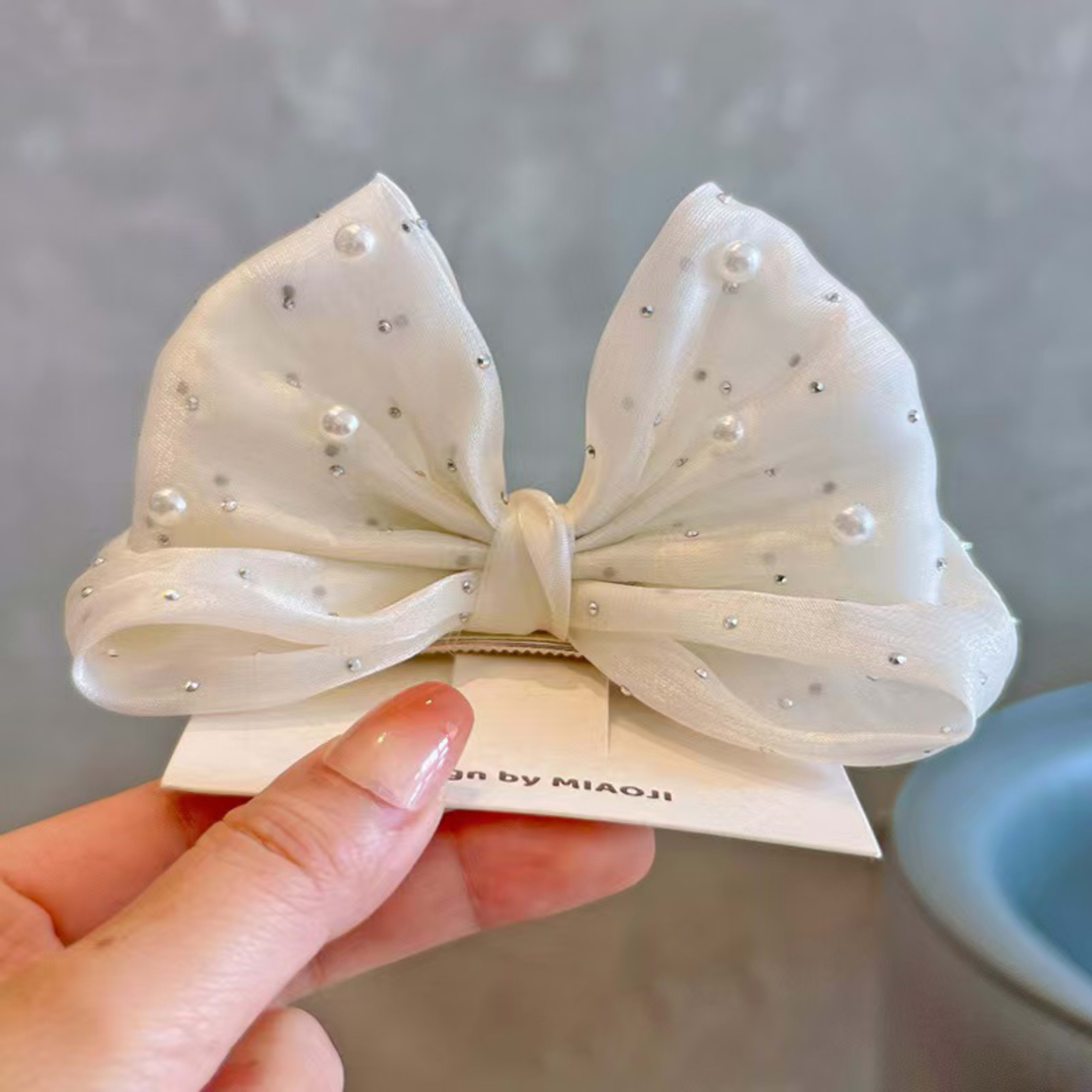 SpringSummer Kids Hair Clip With Three-Dimensional Pearl Big Bow 8