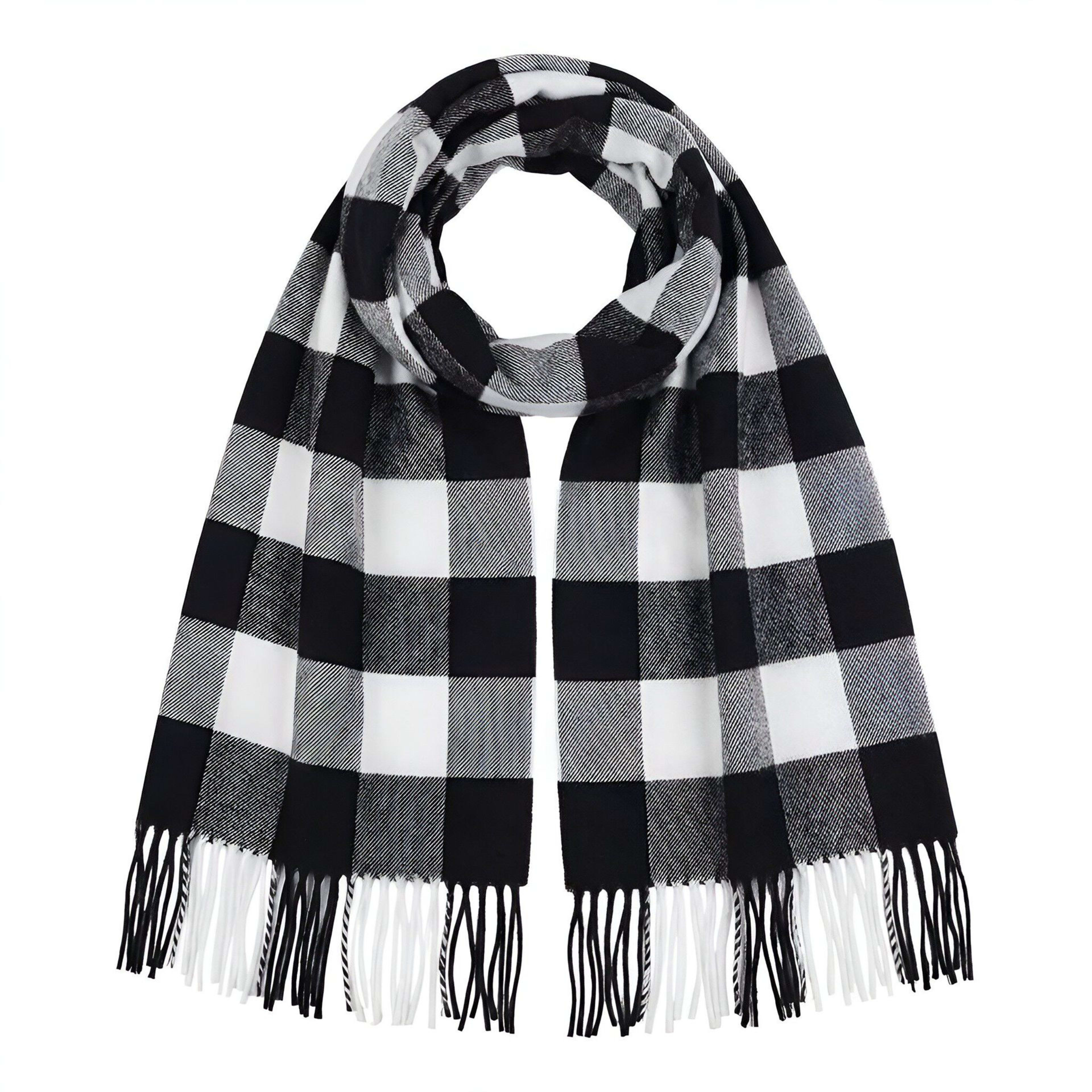 British-style Mens And Womens Couple Tassel Scarf With Large Plaid Pattern 3