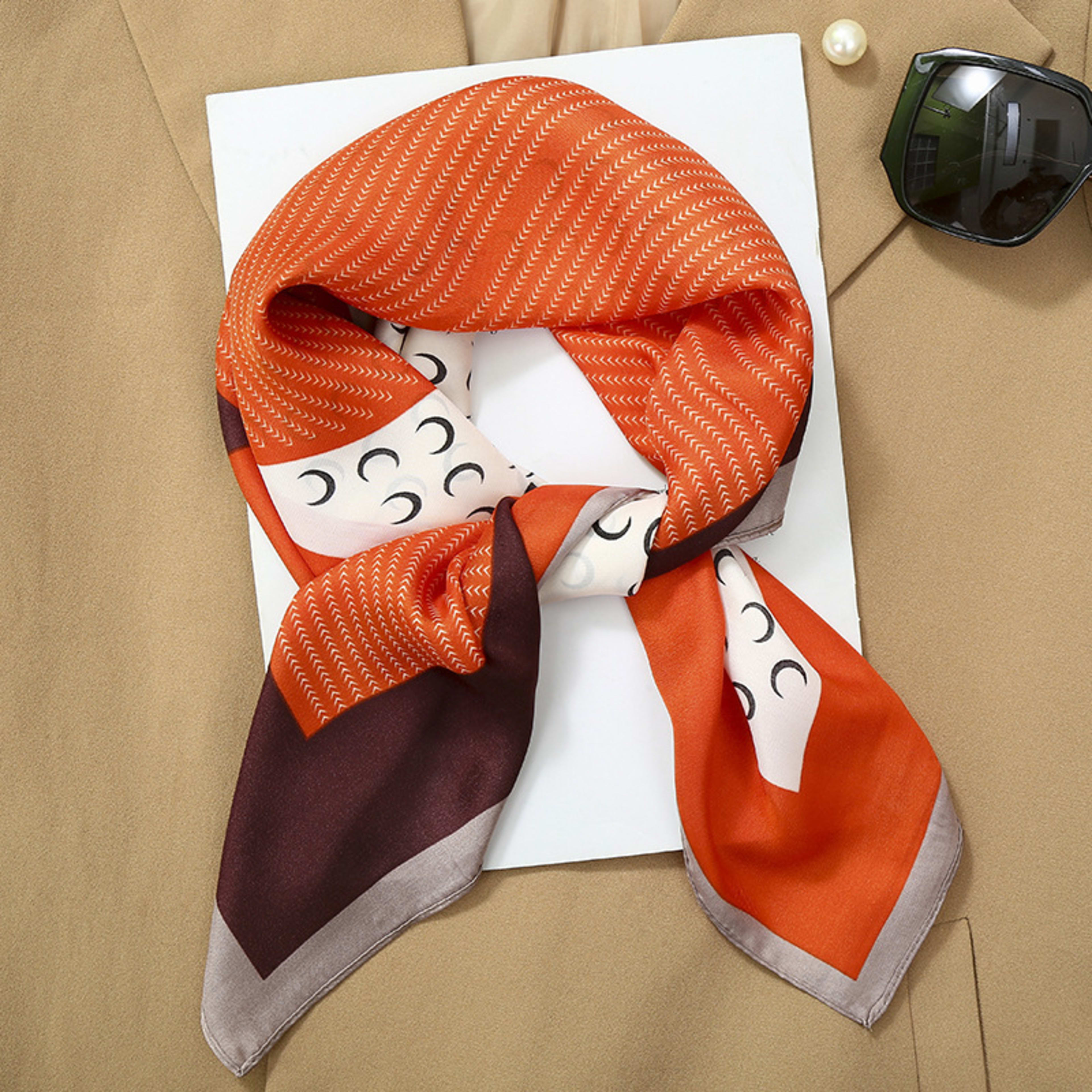 Small Scarf Vintage Printed Silk Scarf For Women 72
