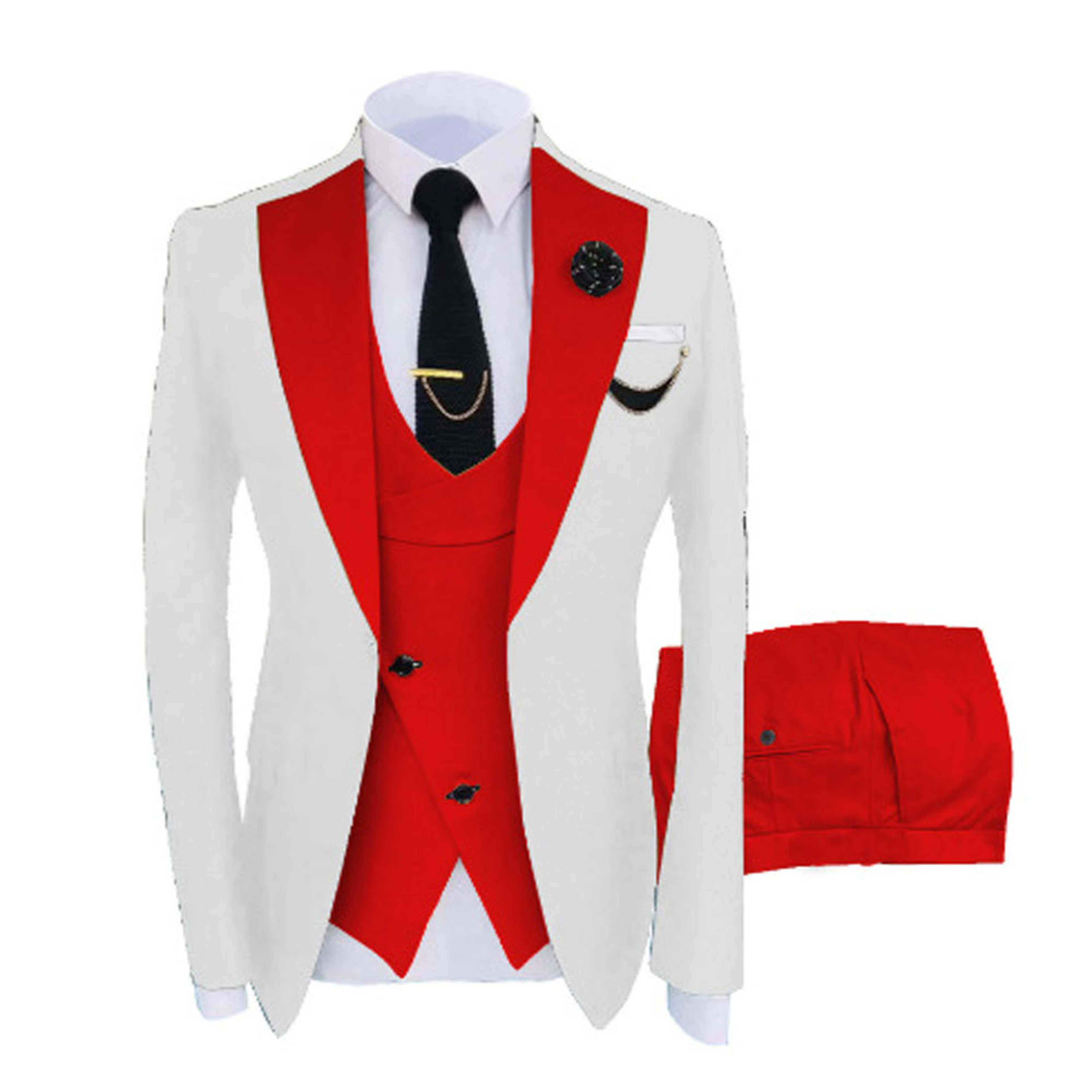 Mens Three-piece Mixed-color Suit 10