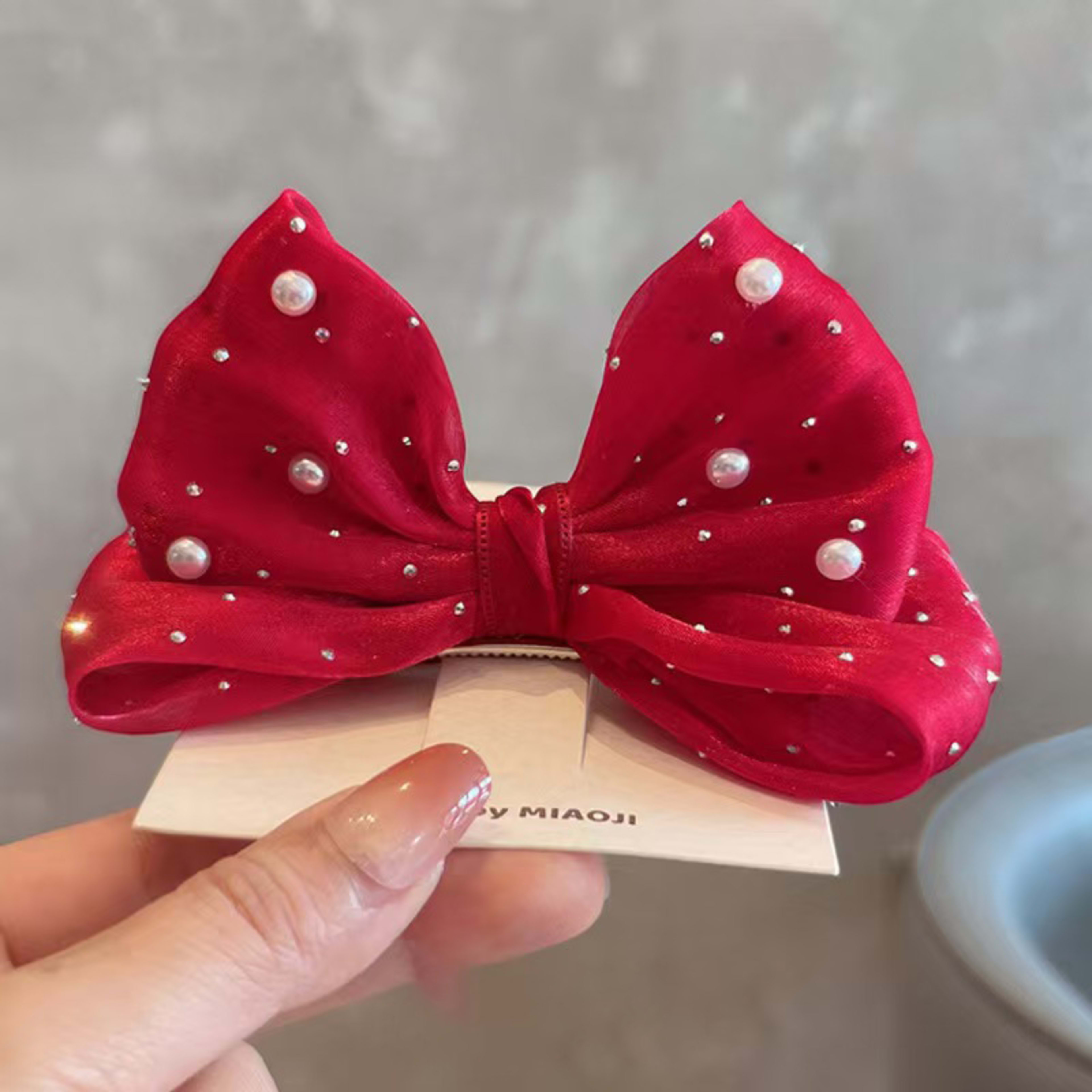 SpringSummer Kids Hair Clip With Three-Dimensional Pearl Big Bow