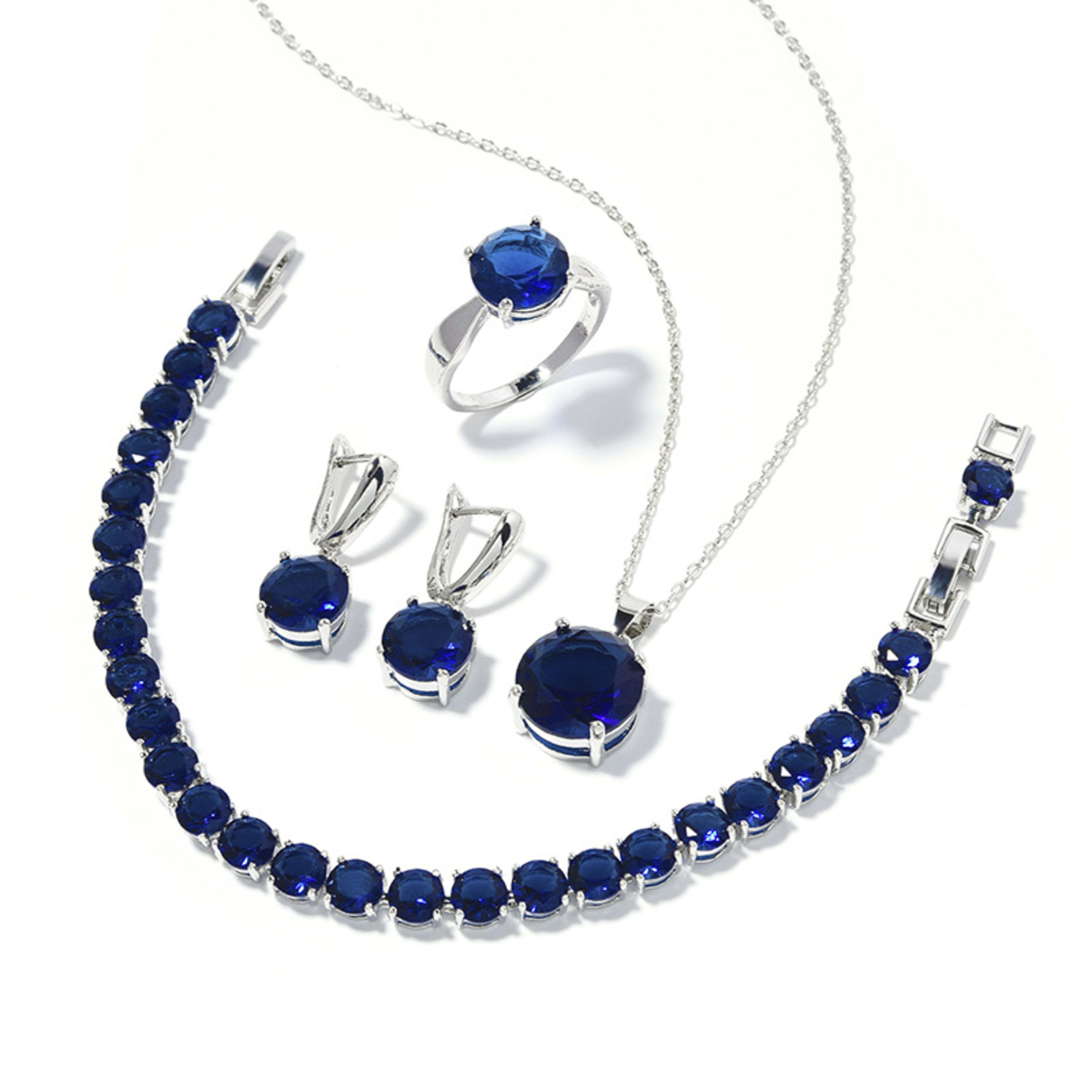 Geometric Round Earrings Ring Bracelet Necklace Ornament Suit 3