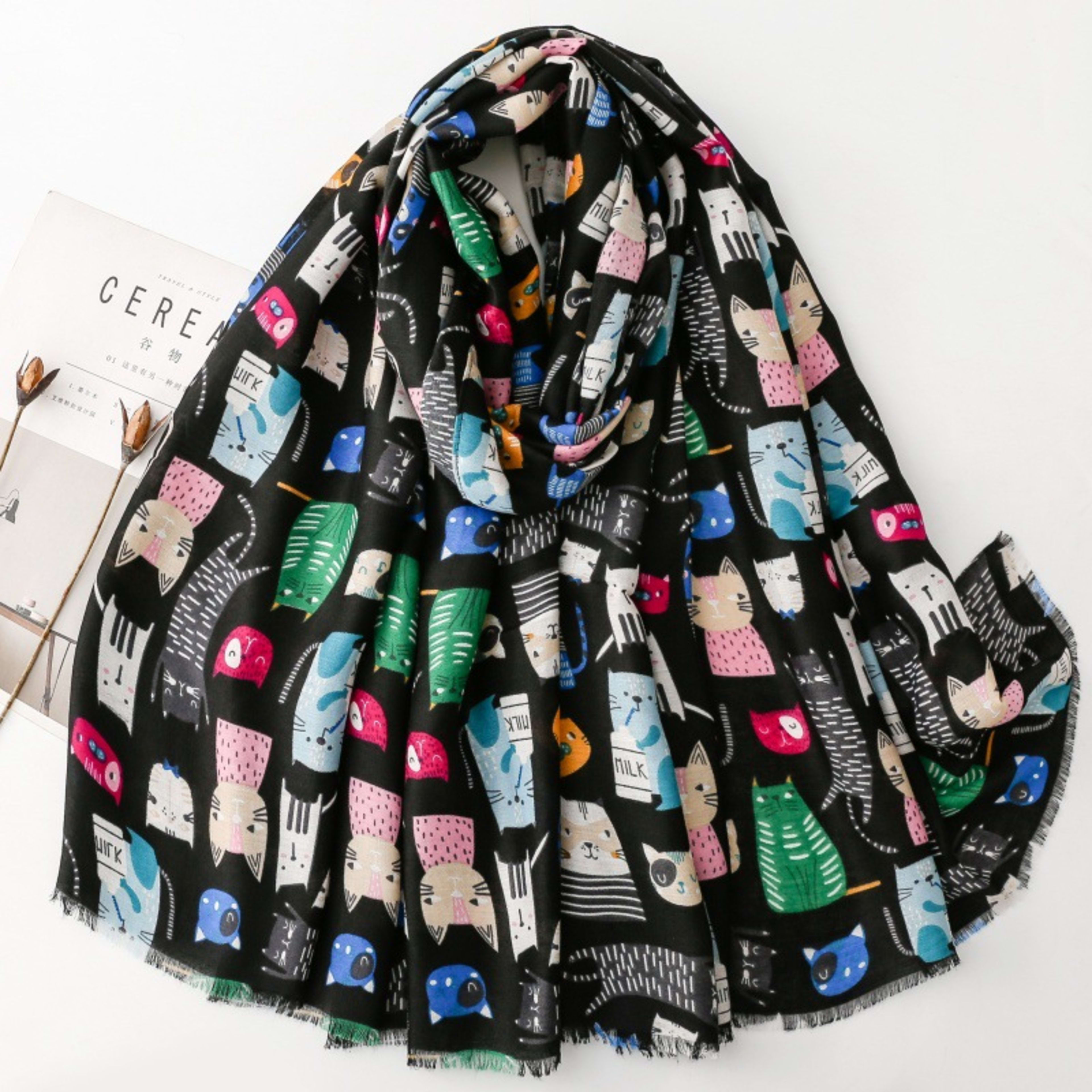 Cute Cat-patterned Scarf Korean Style 6