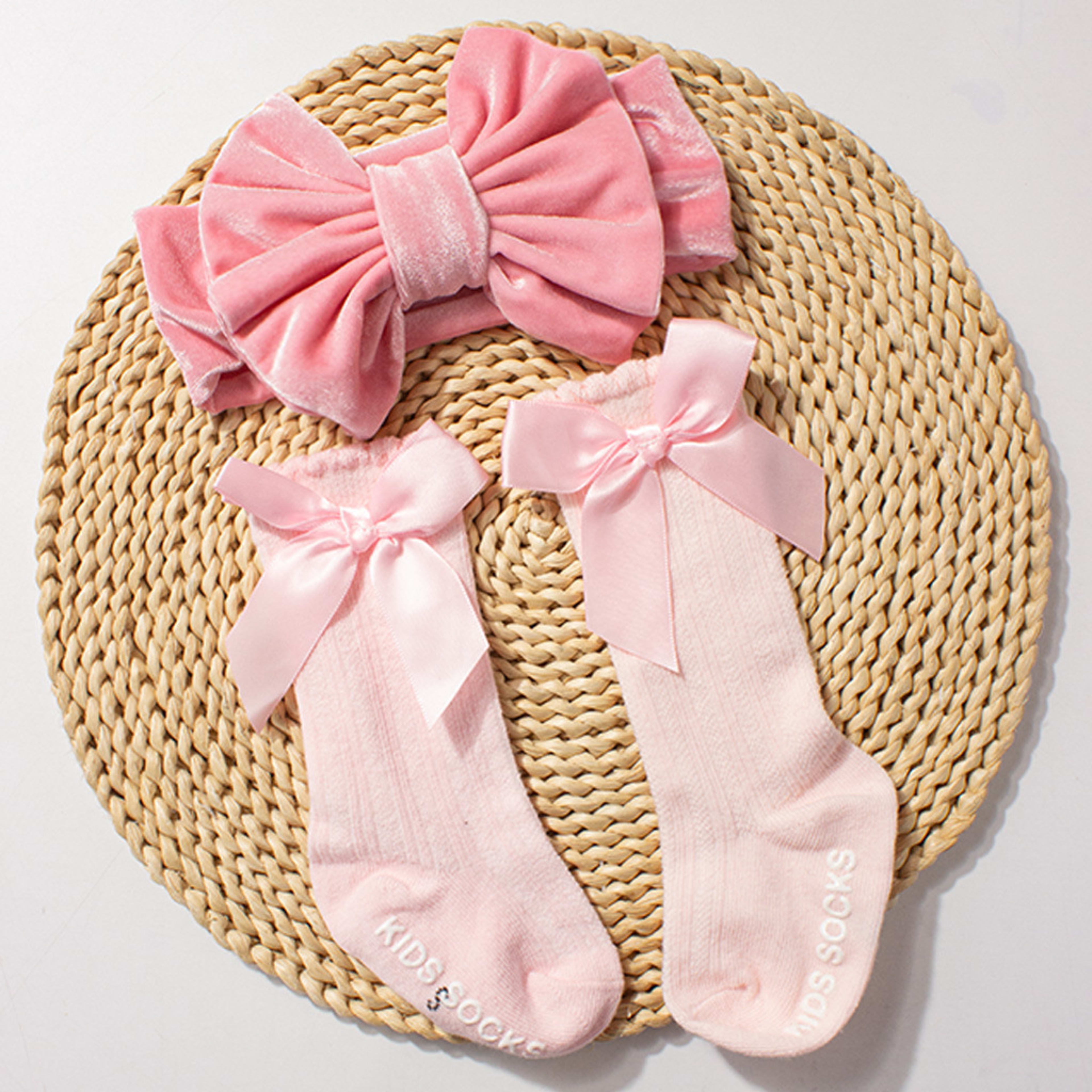 Velvet Baby Headband And Sock Set