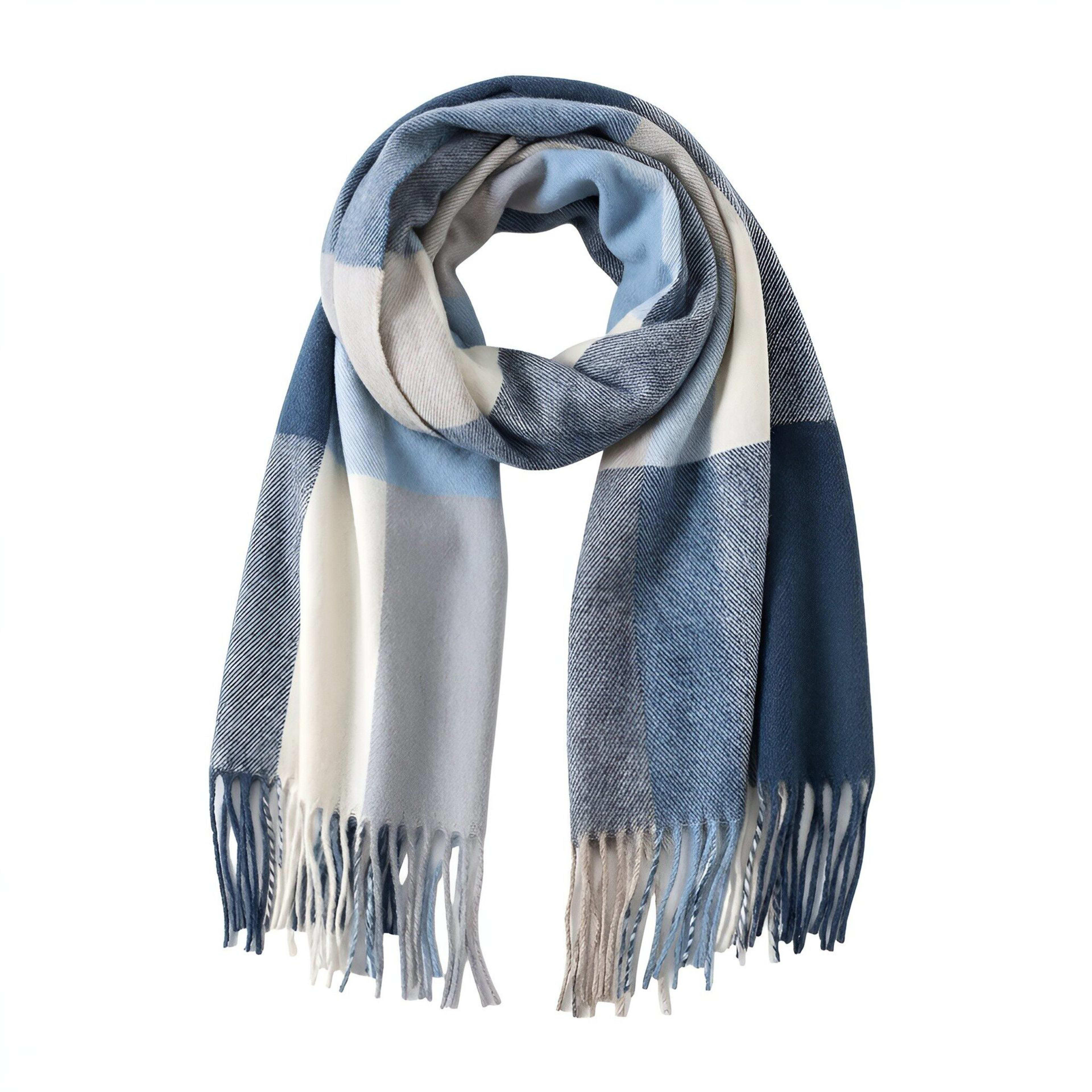 British-style Mens And Womens Couple Tassel Scarf With Large Plaid Pattern 10