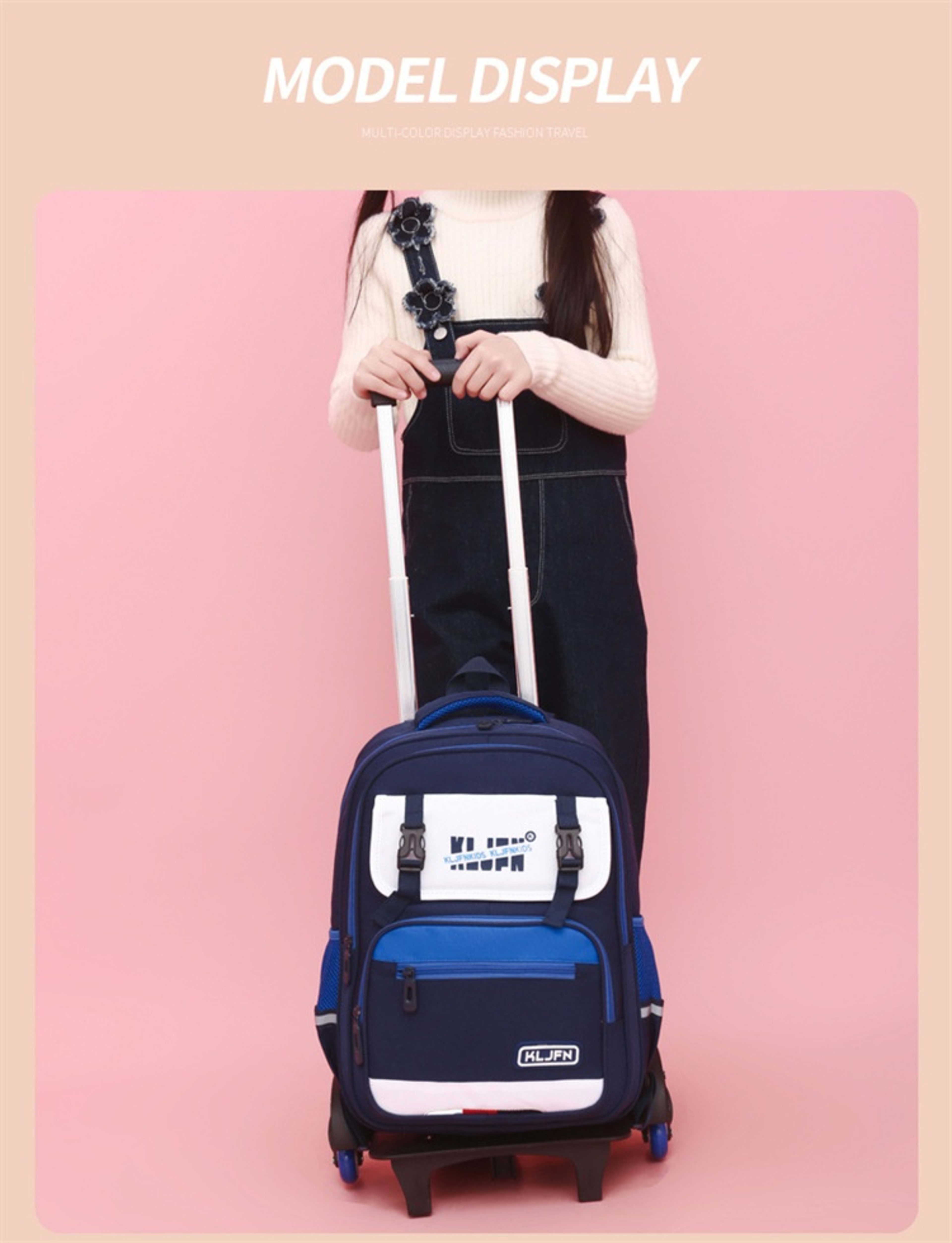 Children's Trolley Lightweight Shoulder Pad Wear-resistant Large Capacity Spine Protection Backpack Waterproof 48