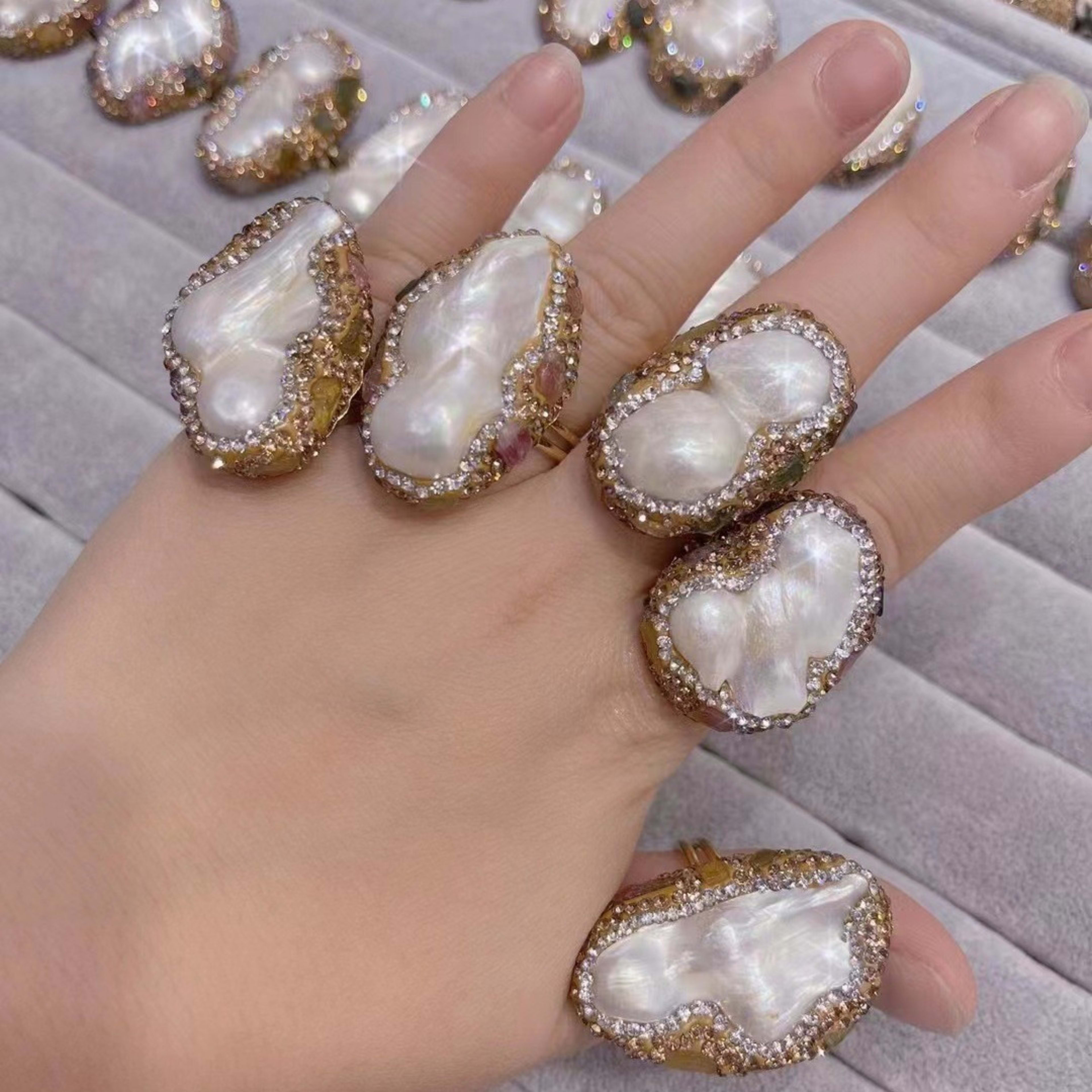 Pearl Necklace Ring Suit Bride Ornament 6