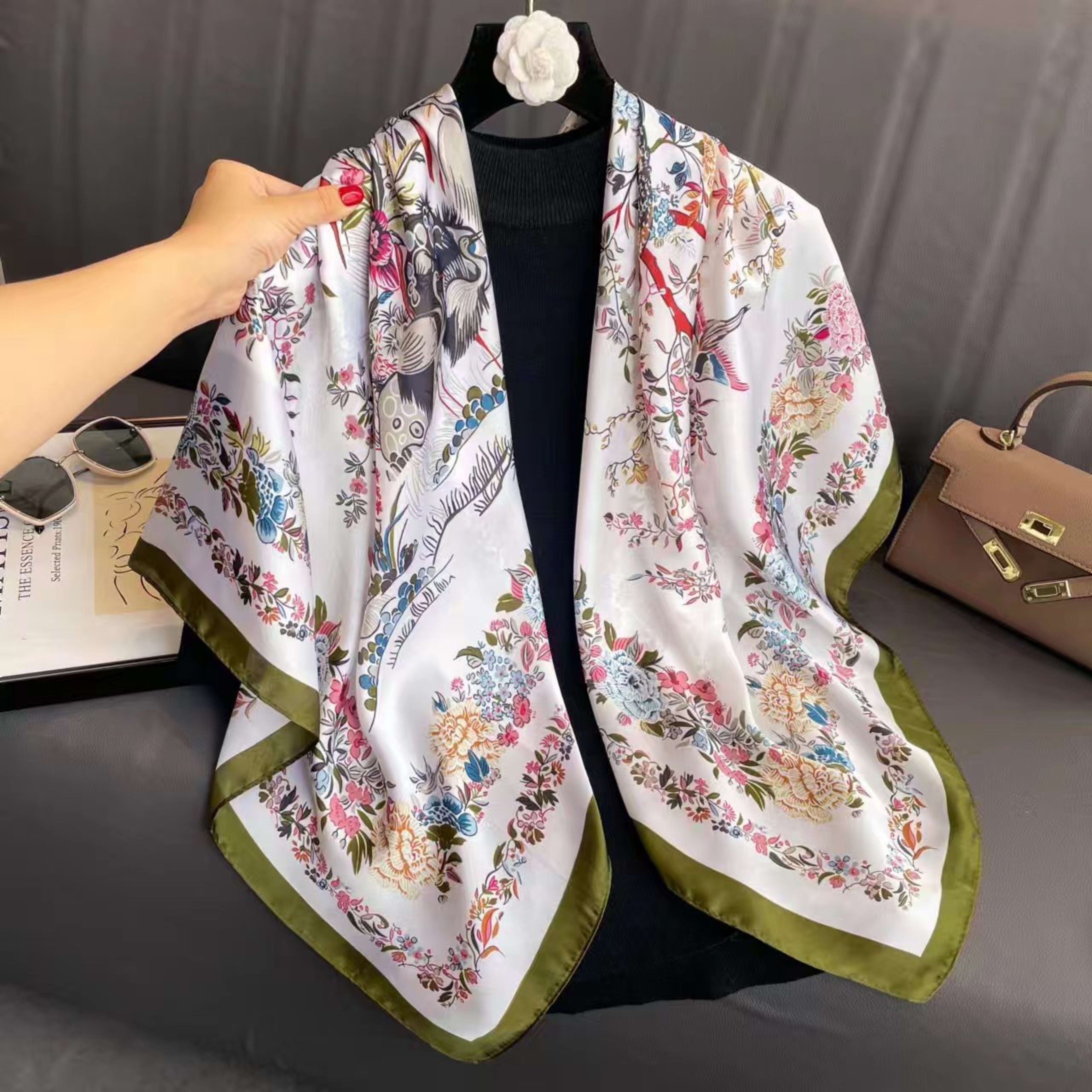Creative Exotic-print Versatile Silk Scarf 27