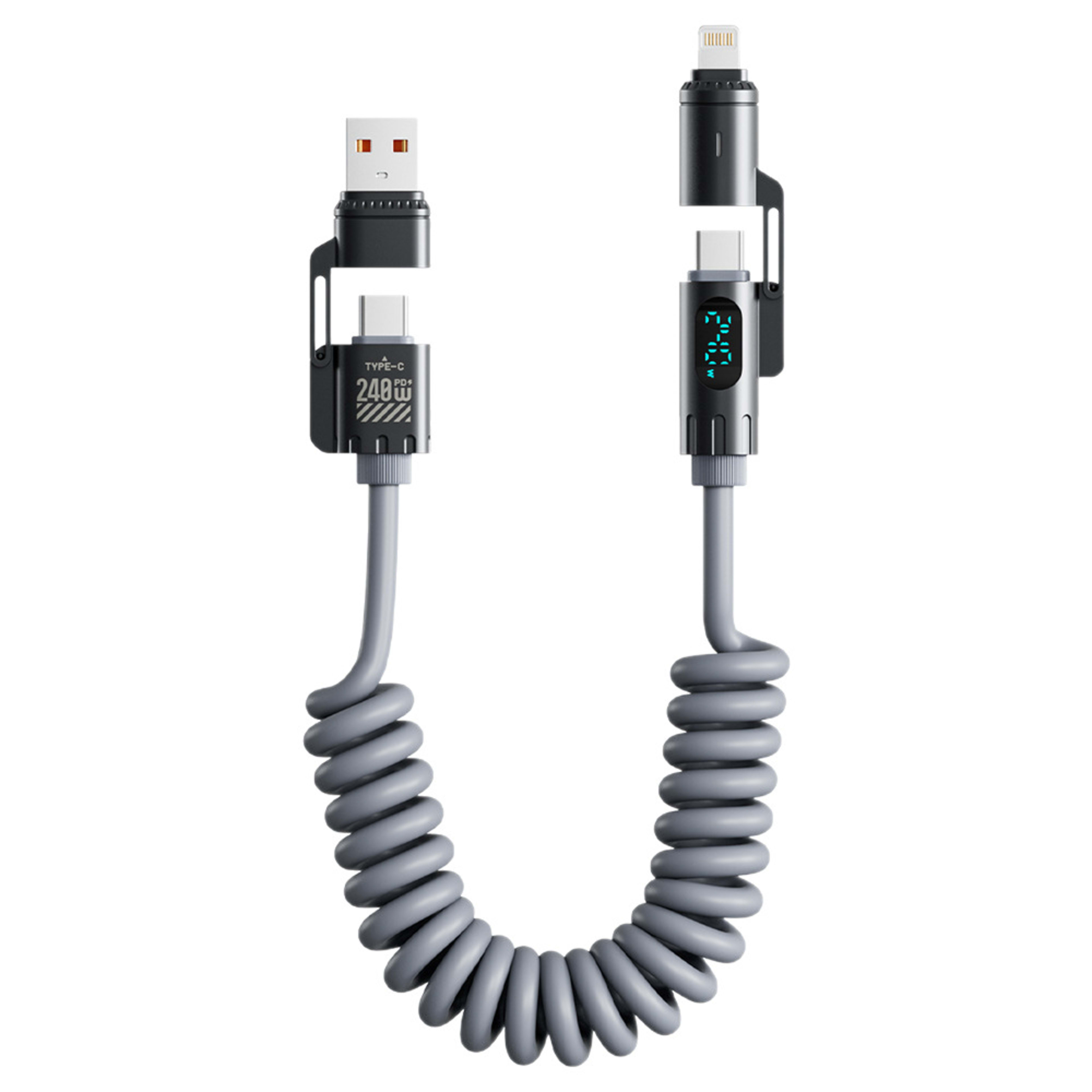 Digital Display Spring 4-in-1 CarPlay In-Car 2m Data Cable 7