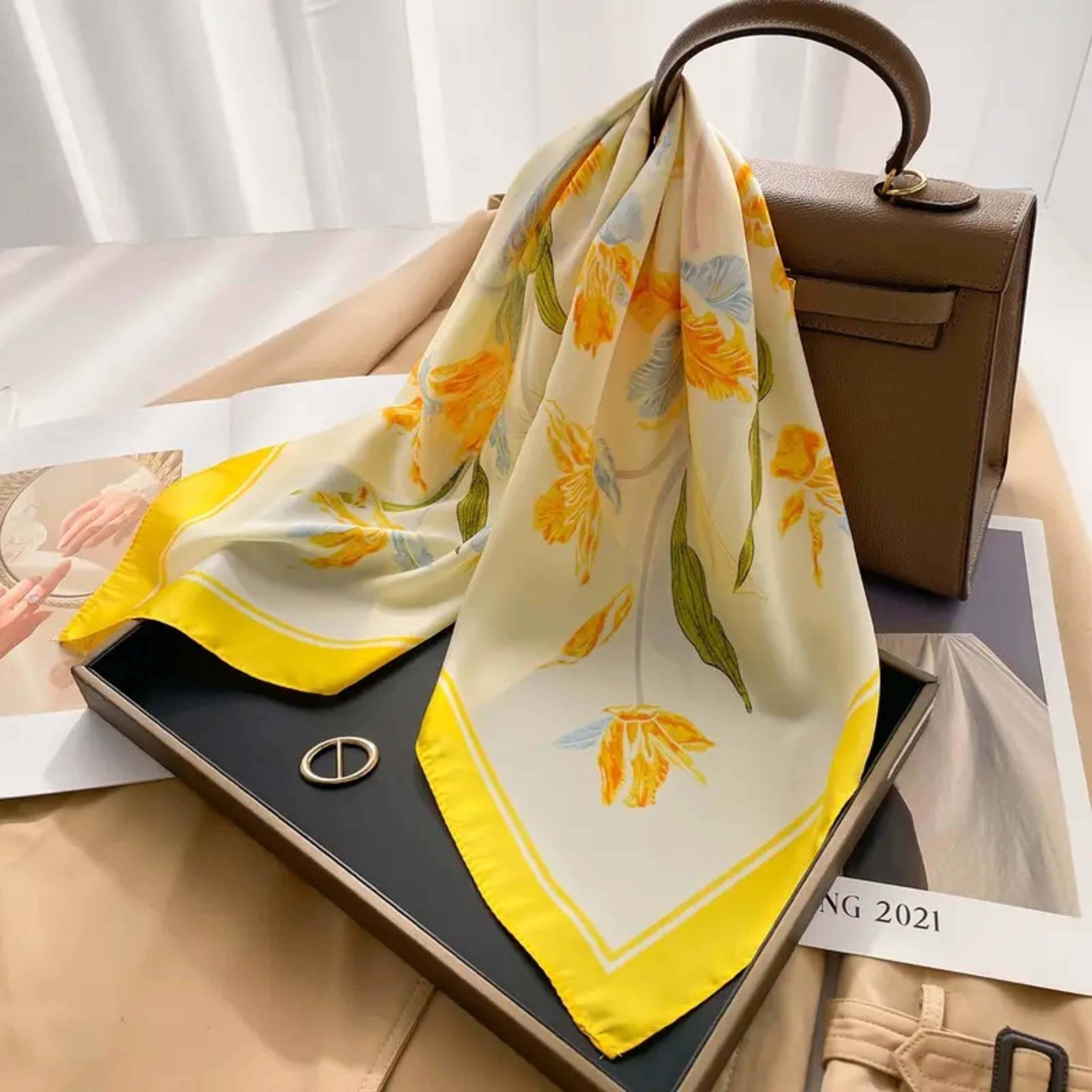 Small Scarf Vintage Printed Silk Scarf For Women 52