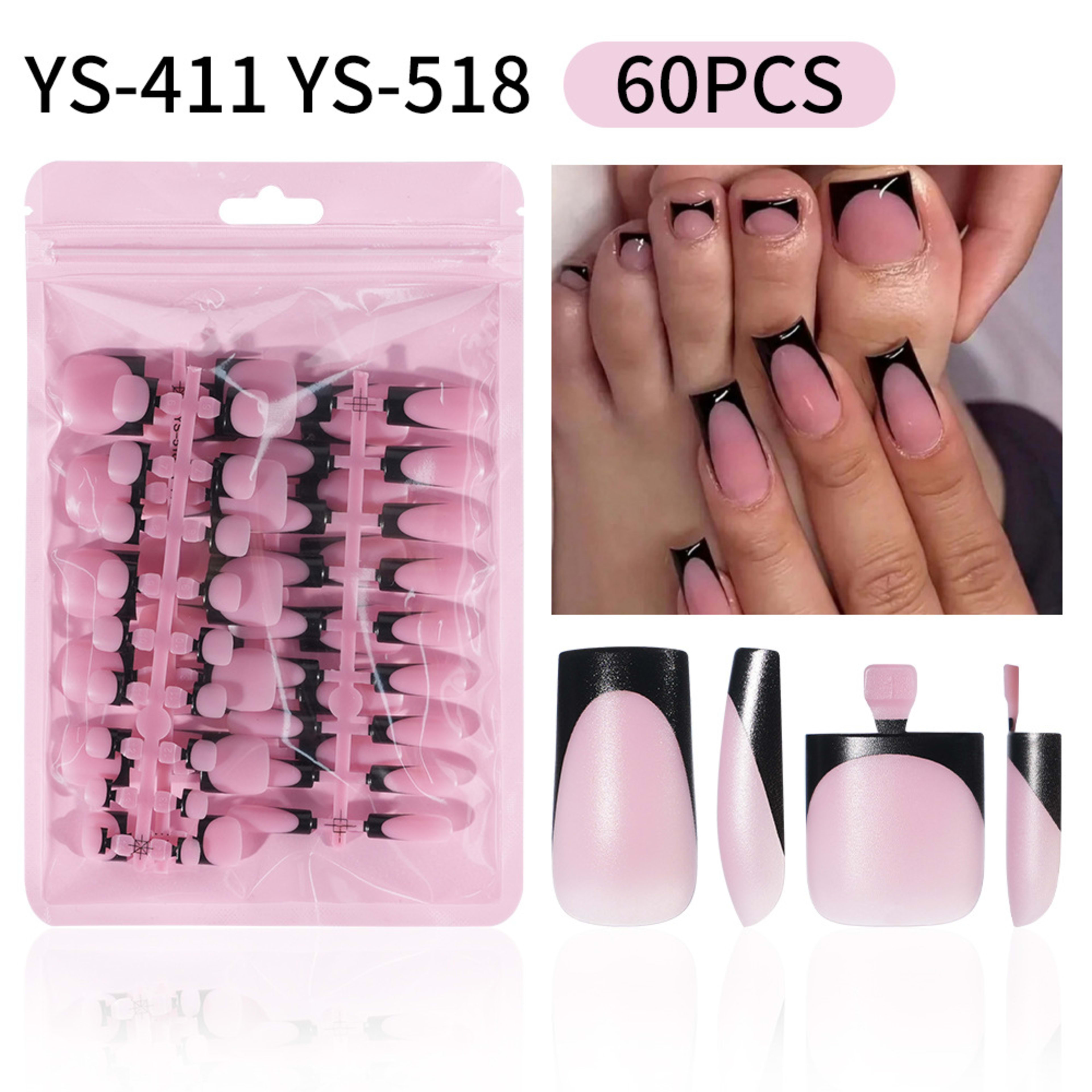 60-piece Set Of Square French Matte Nail Tips 8