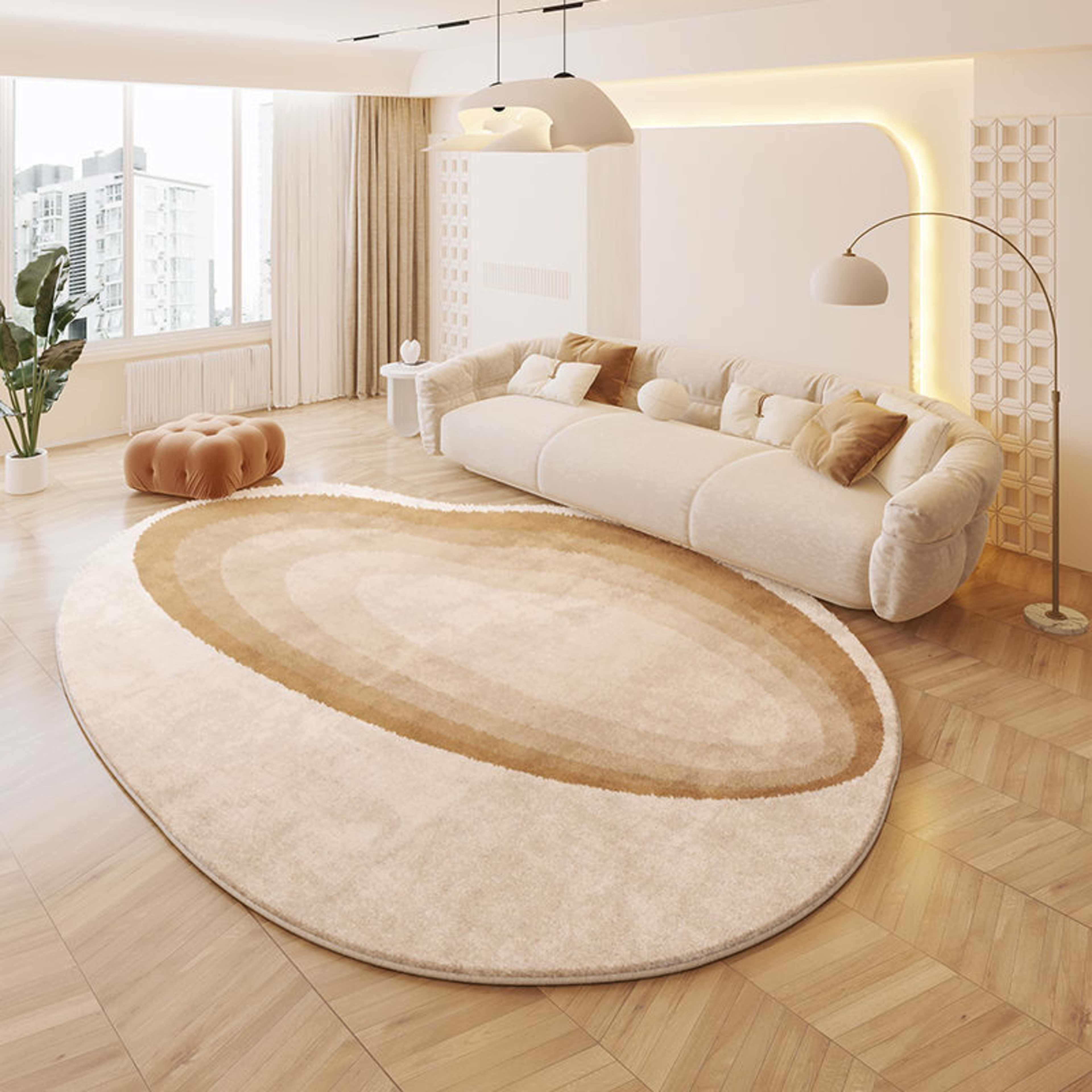 Cream Colored Stain-resistant And Easy To Maintain Cashmere Look Rug 18