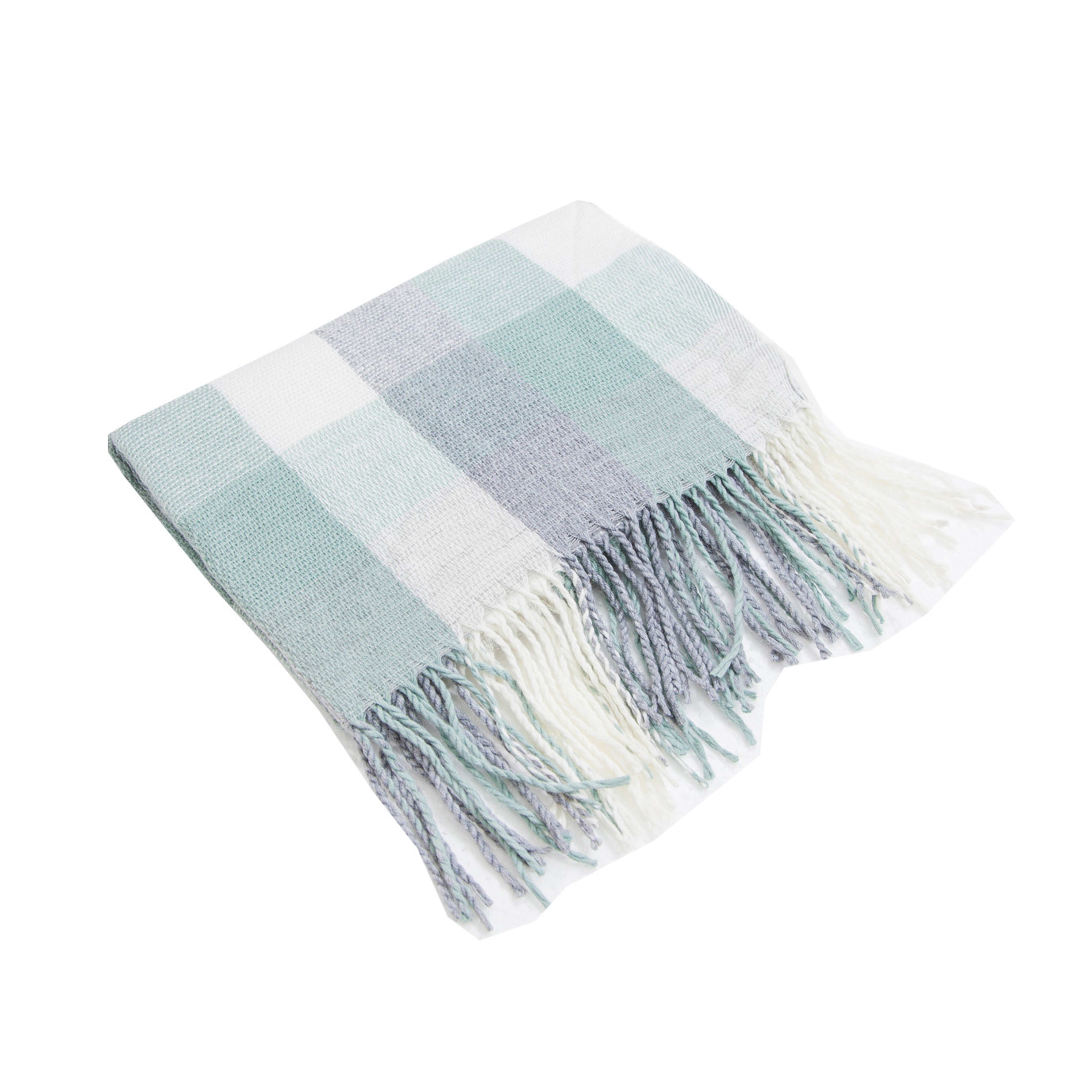 British-style Mens And Womens Couple Tassel Scarf With Large Plaid Pattern 30