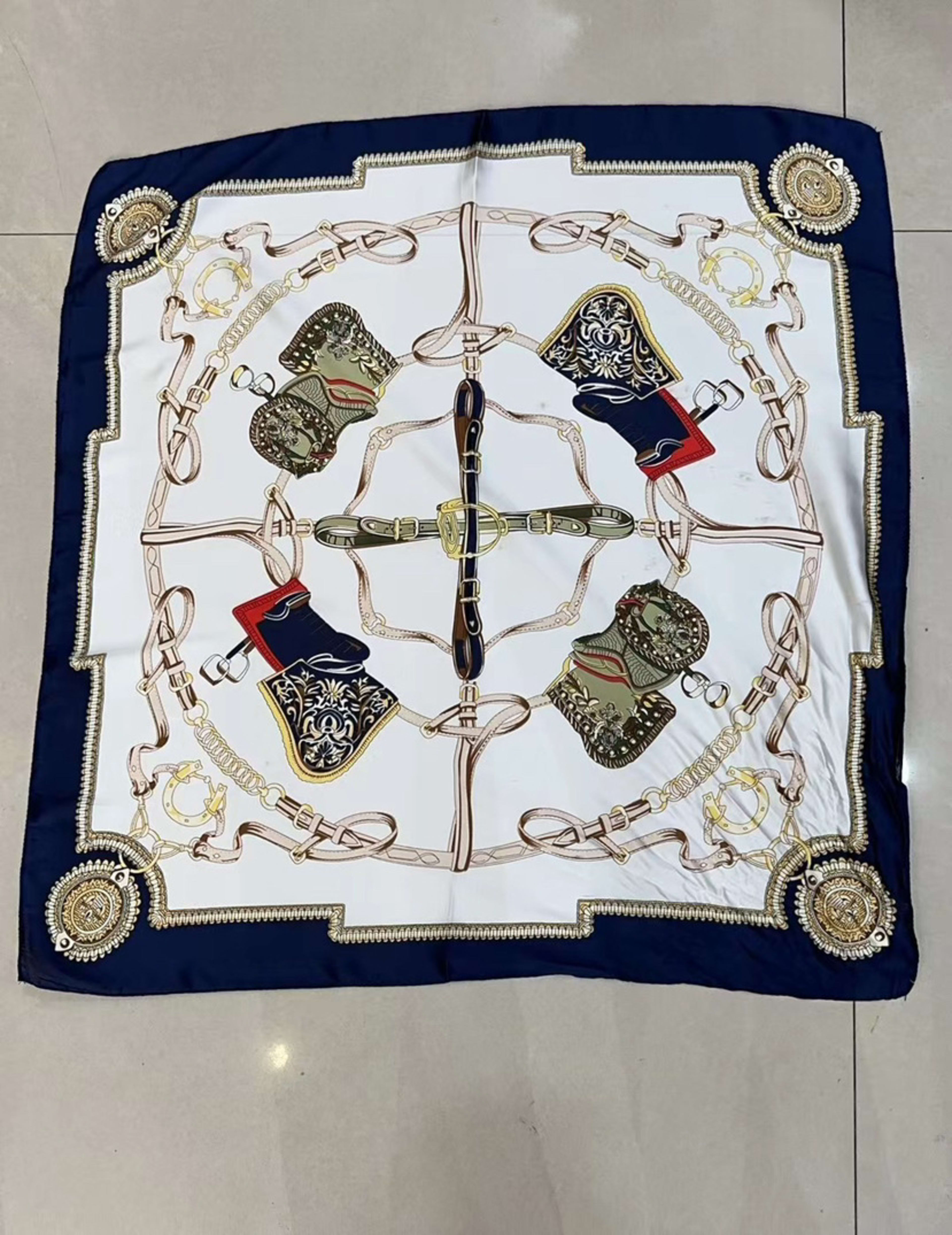 Small Scarf Vintage Printed Silk Scarf For Women 87