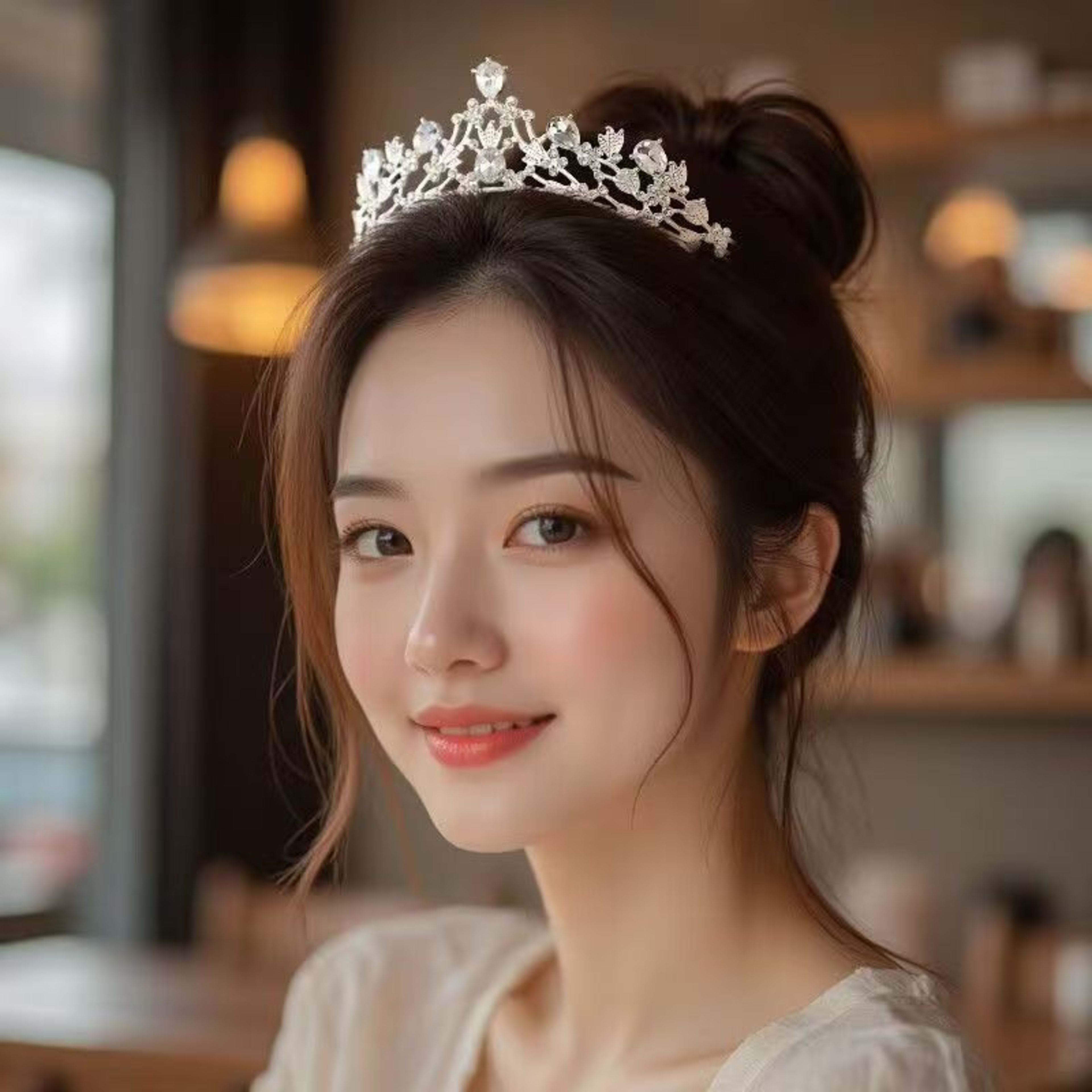 Rhinestone Bridal Crown Headband Flower Diamond High-End Headpiece 4