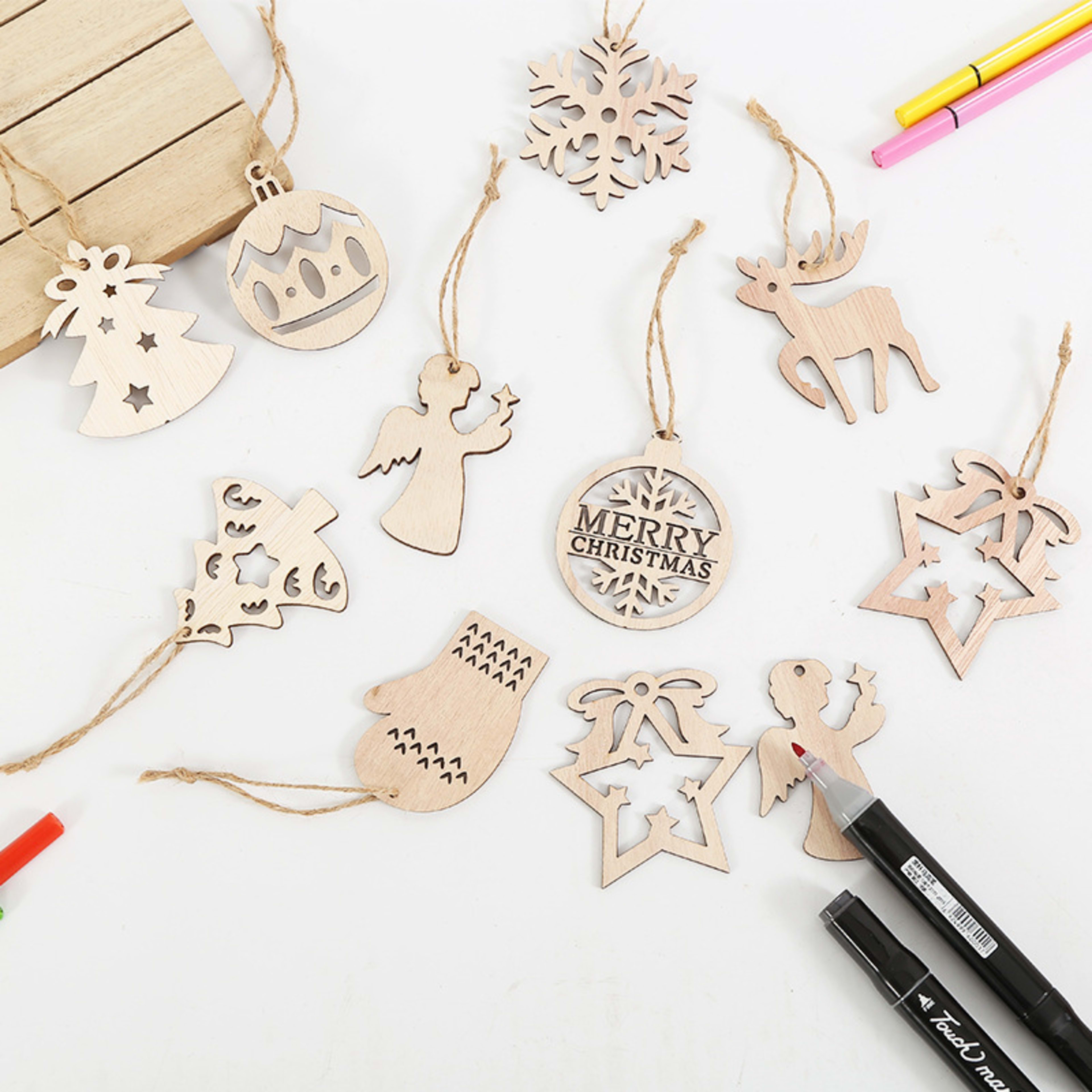 Christmas Party Decorative Creative Hollow Pumpkin Pendant Wooden Craftwork 9