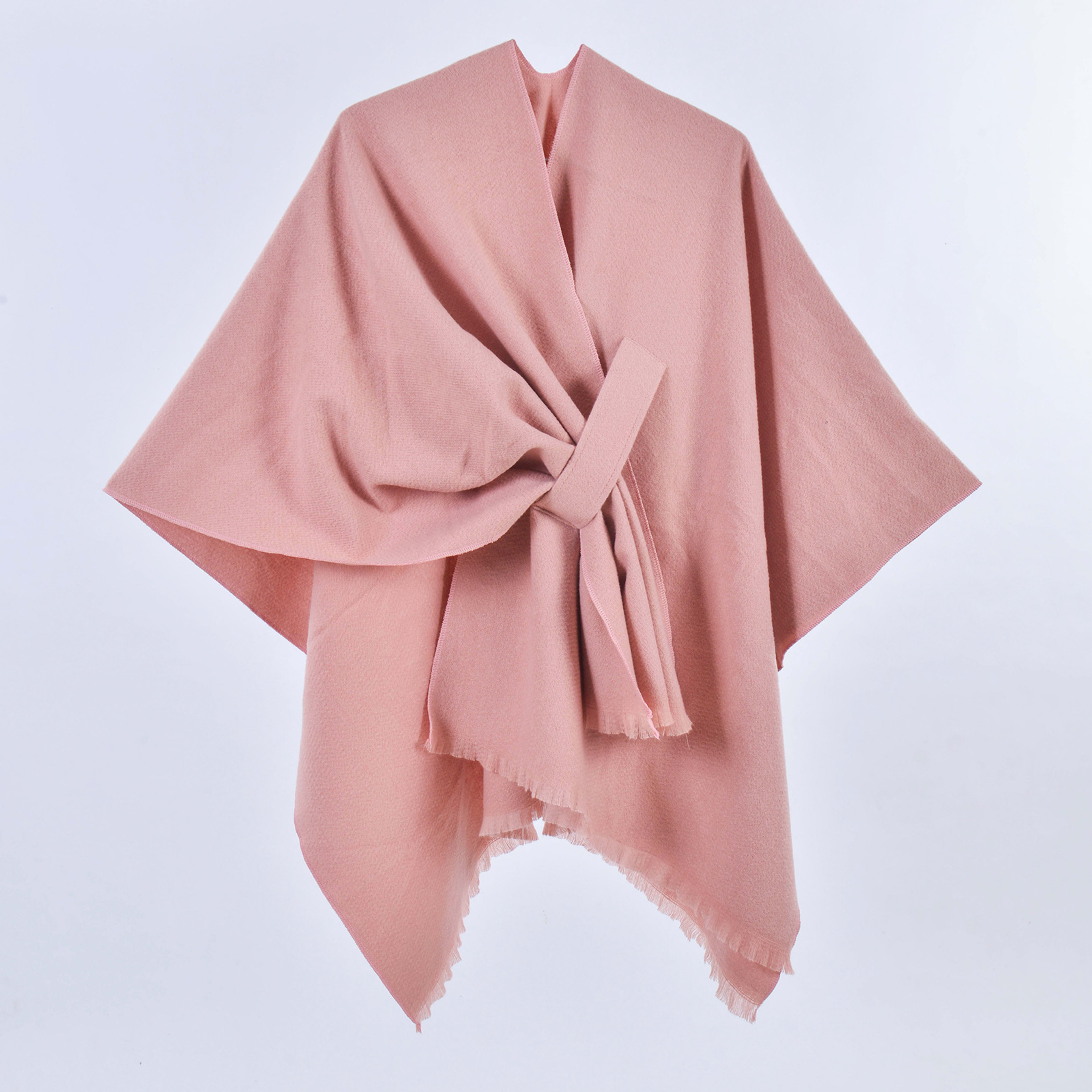 Warm Cloak Simple Double-sided Solid-color Split Design Faux Cashmere Outer Shawlwholesale On Amazon 10