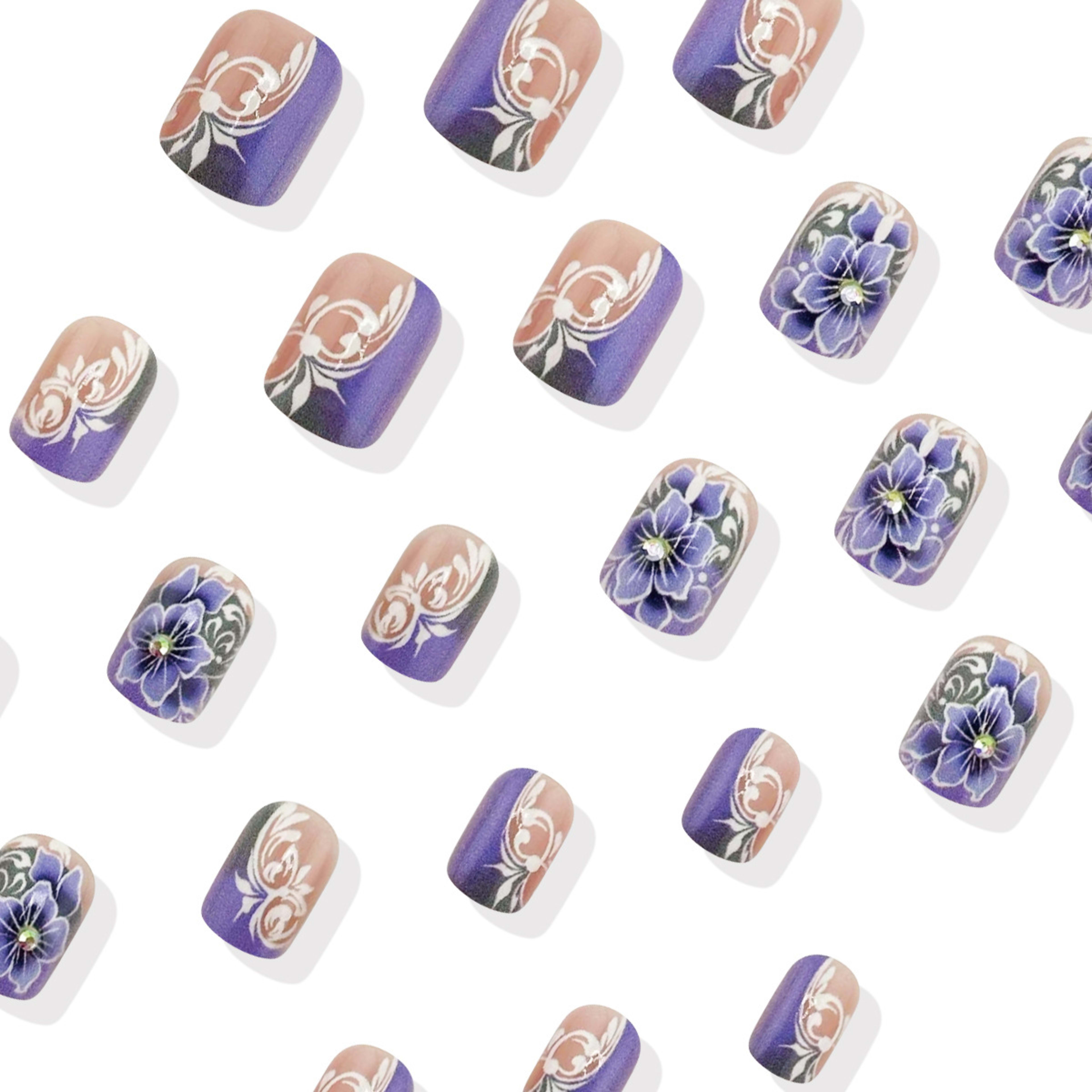 Greyish Purple European-style Line Flower Design Wear Armor Nail Stickers 3