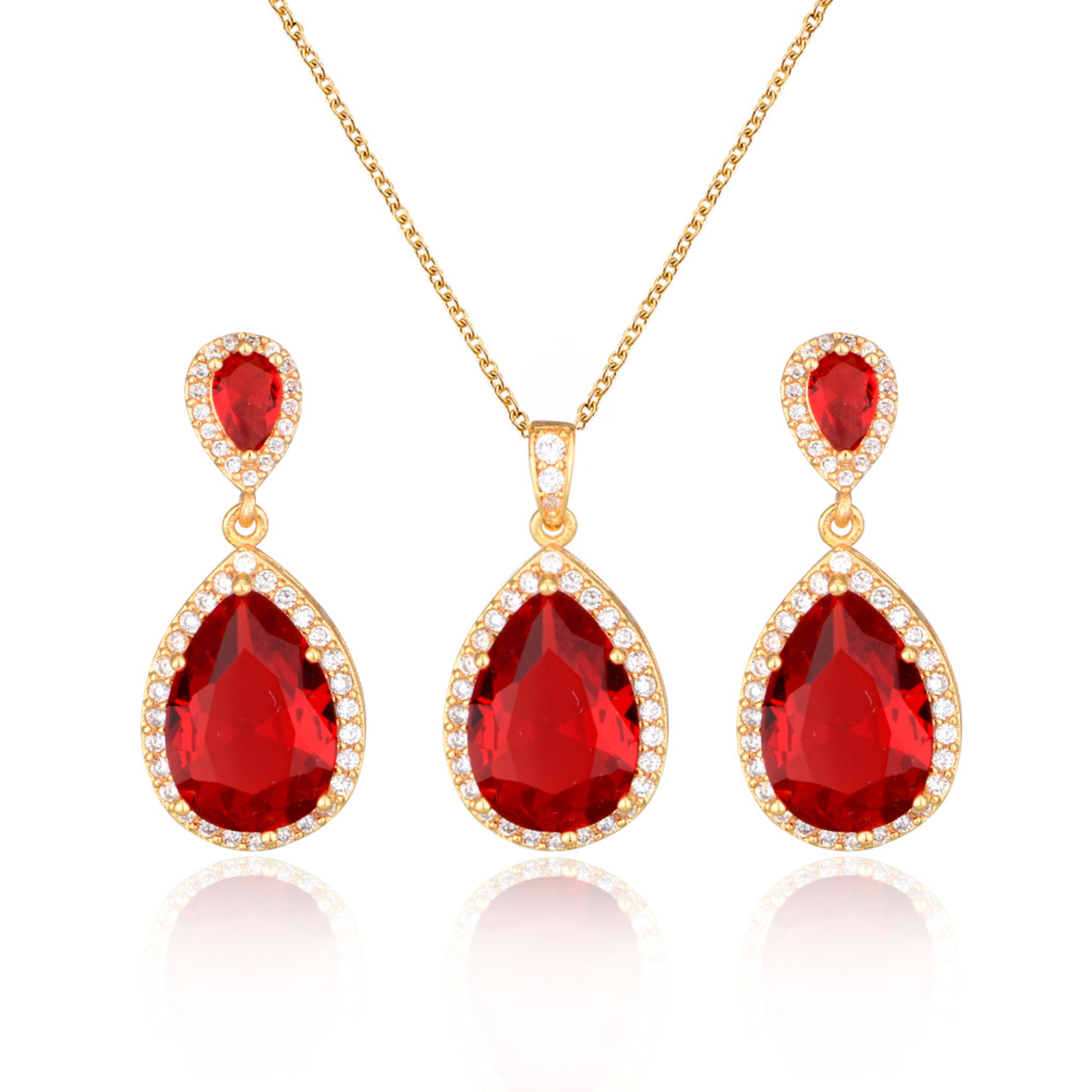Bright Big Zircon Water Drops Necklace Eardrops Suit Bride Wedding Jewelry Simple Graceful 16