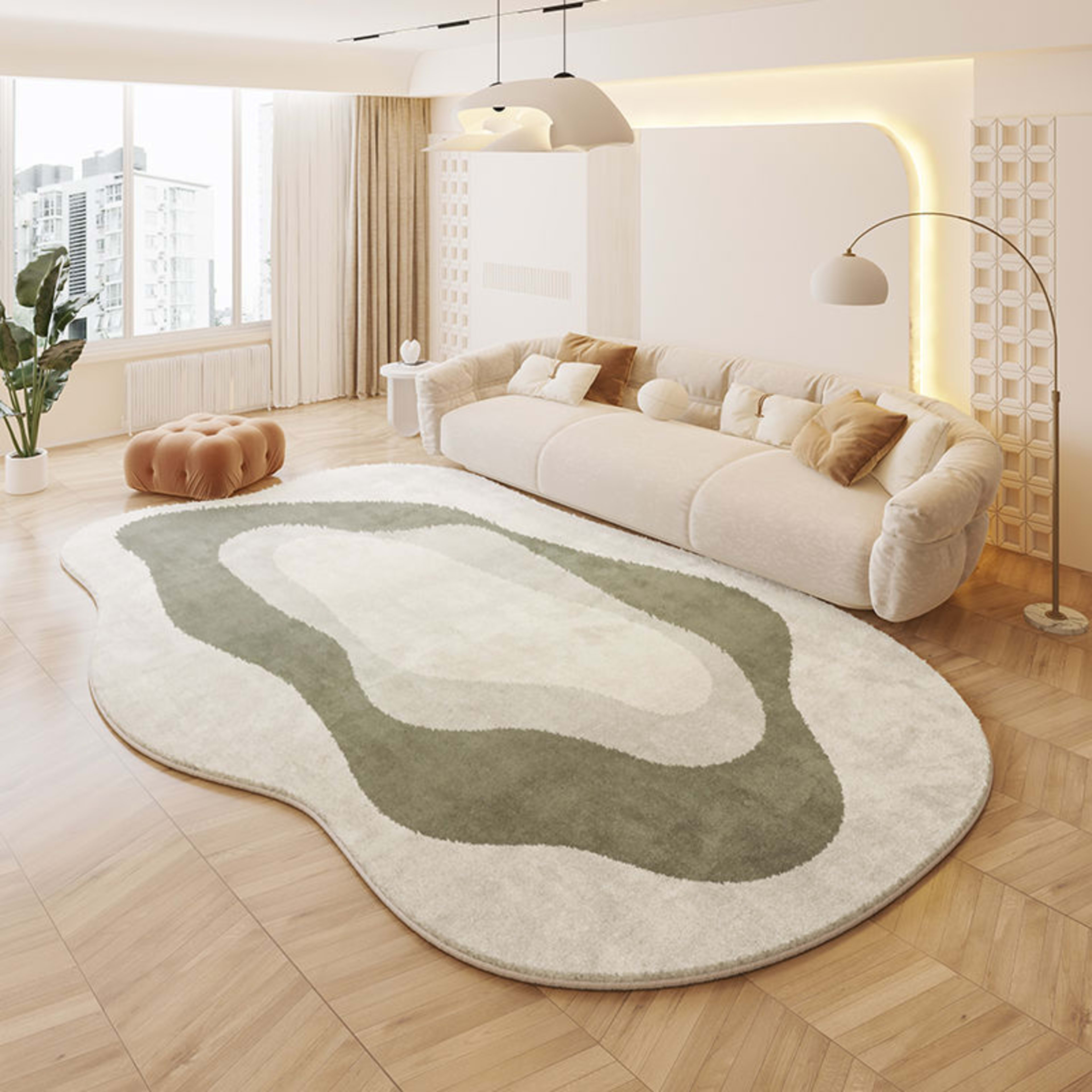 Cream Colored Stain-resistant And Easy To Maintain Cashmere Look Rug 20