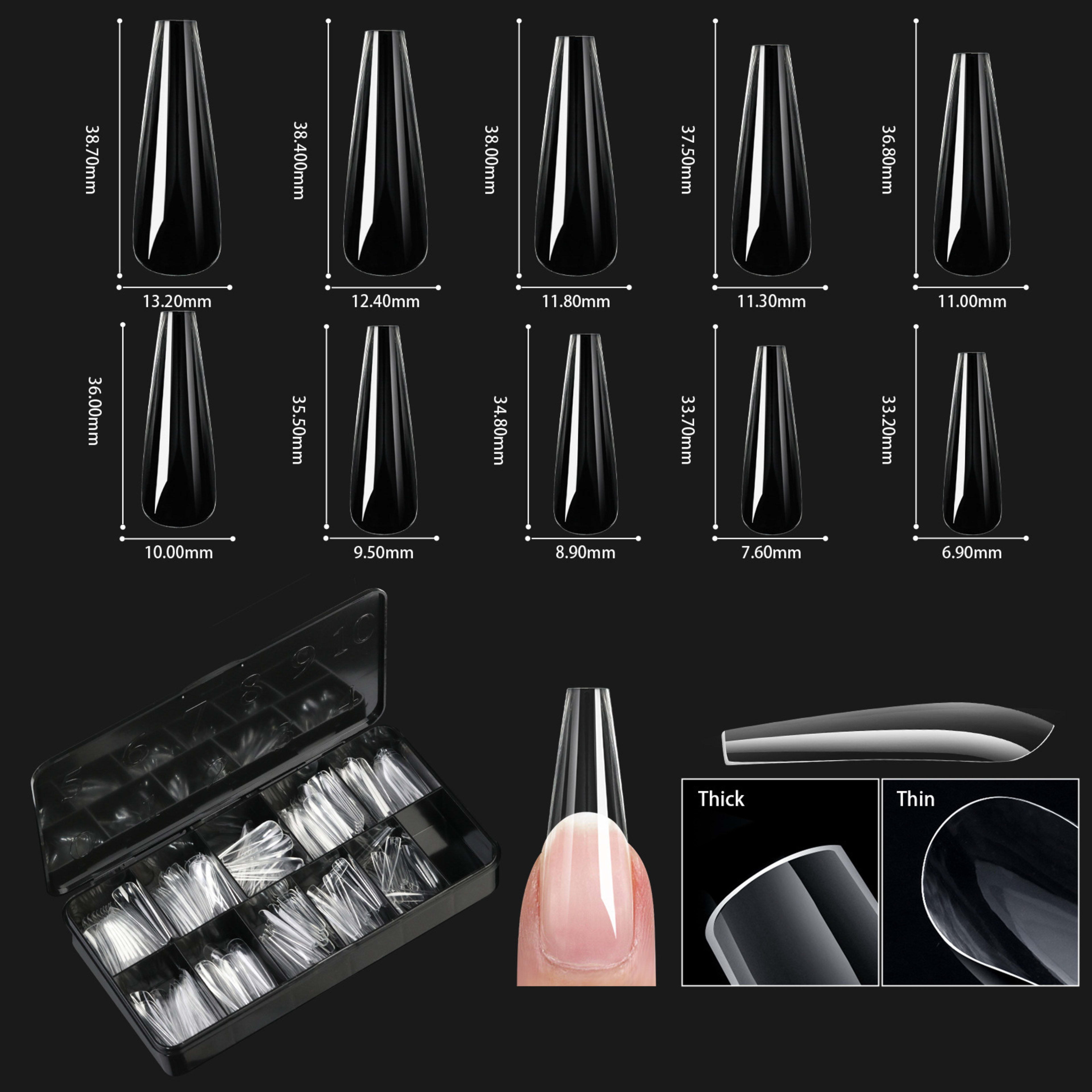 Nail Transparent Nail Tips Nail Shapes For Manicure Seamless False Nails Boxed Set 18