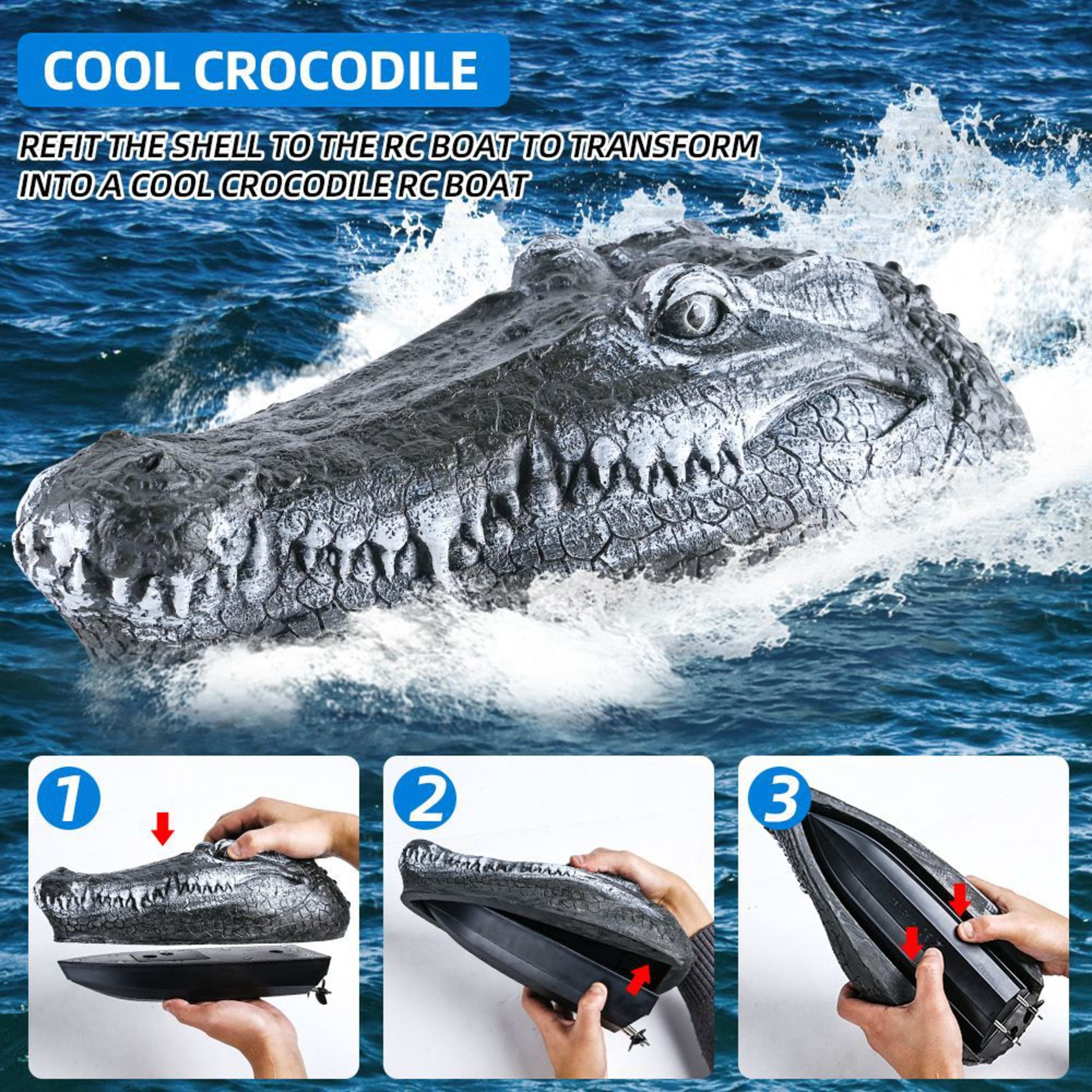 Simulated Crocodile Head Remote-control Ship Children's Water Ship Model Toys Boy Spoof 10