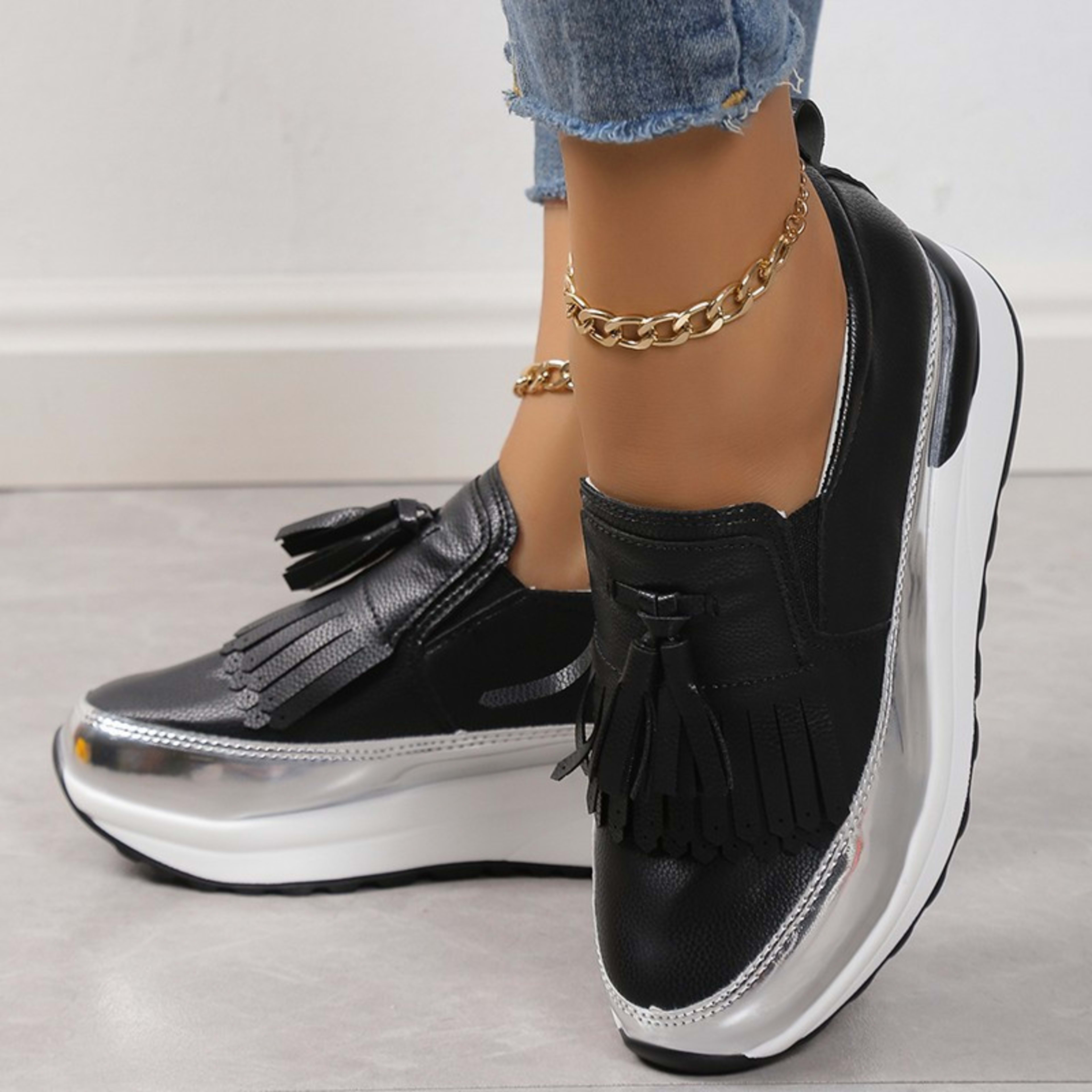 Women's Fashion Tassel Muffin Platform Casual Shoes 4