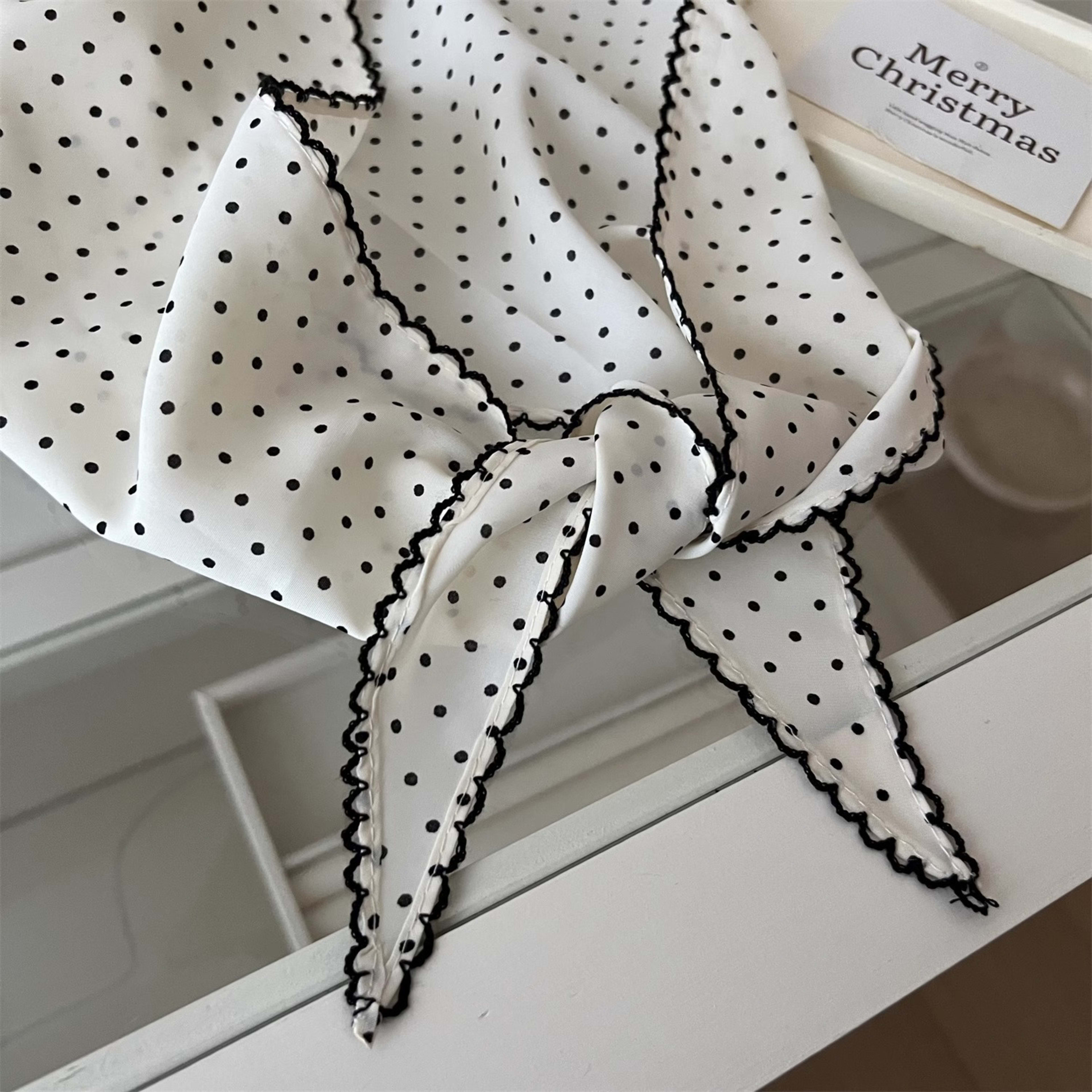 Korean Polka-dot Silk Womens Neck Scarf 9