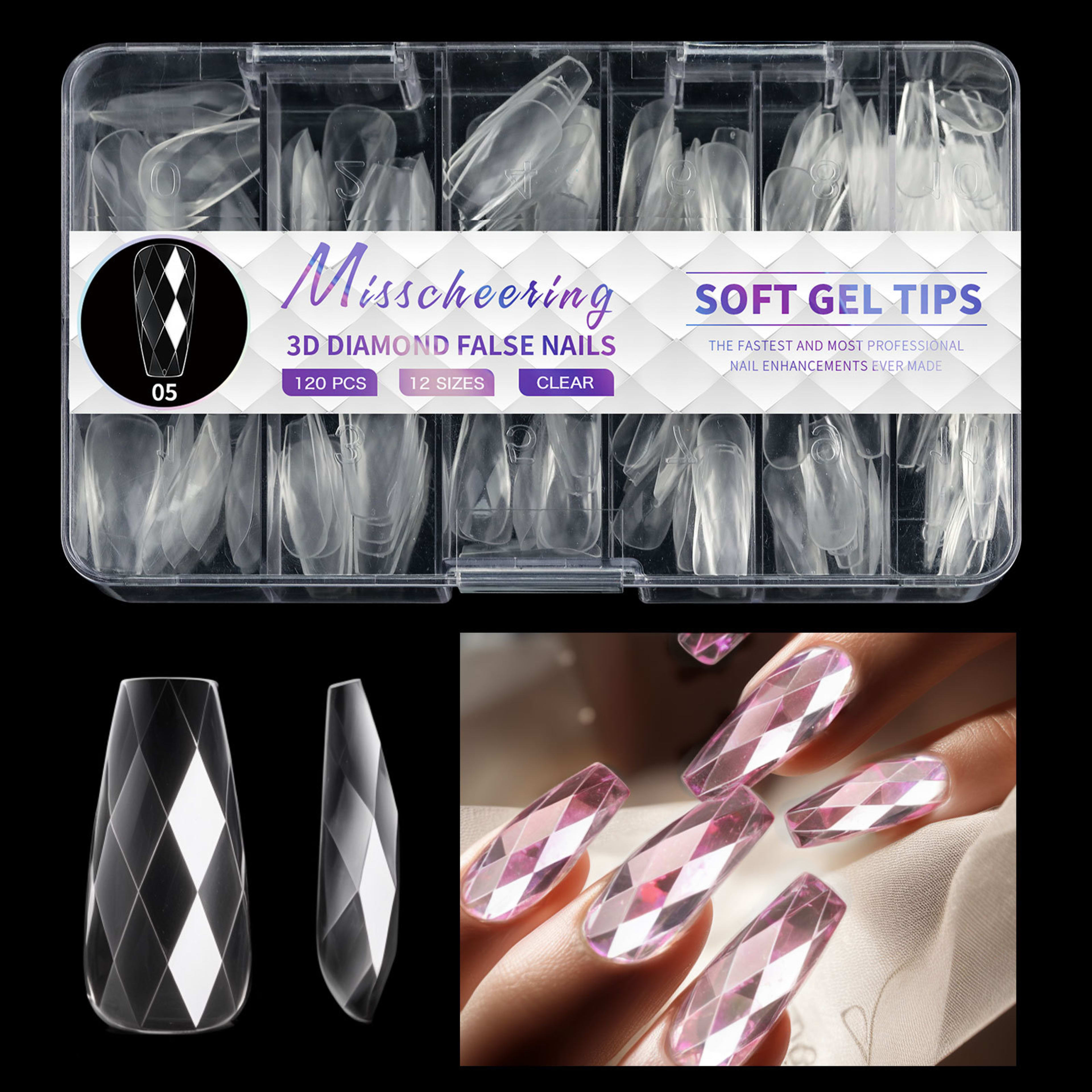 3D Diamond Wear Long Shaping Nail Tip 13