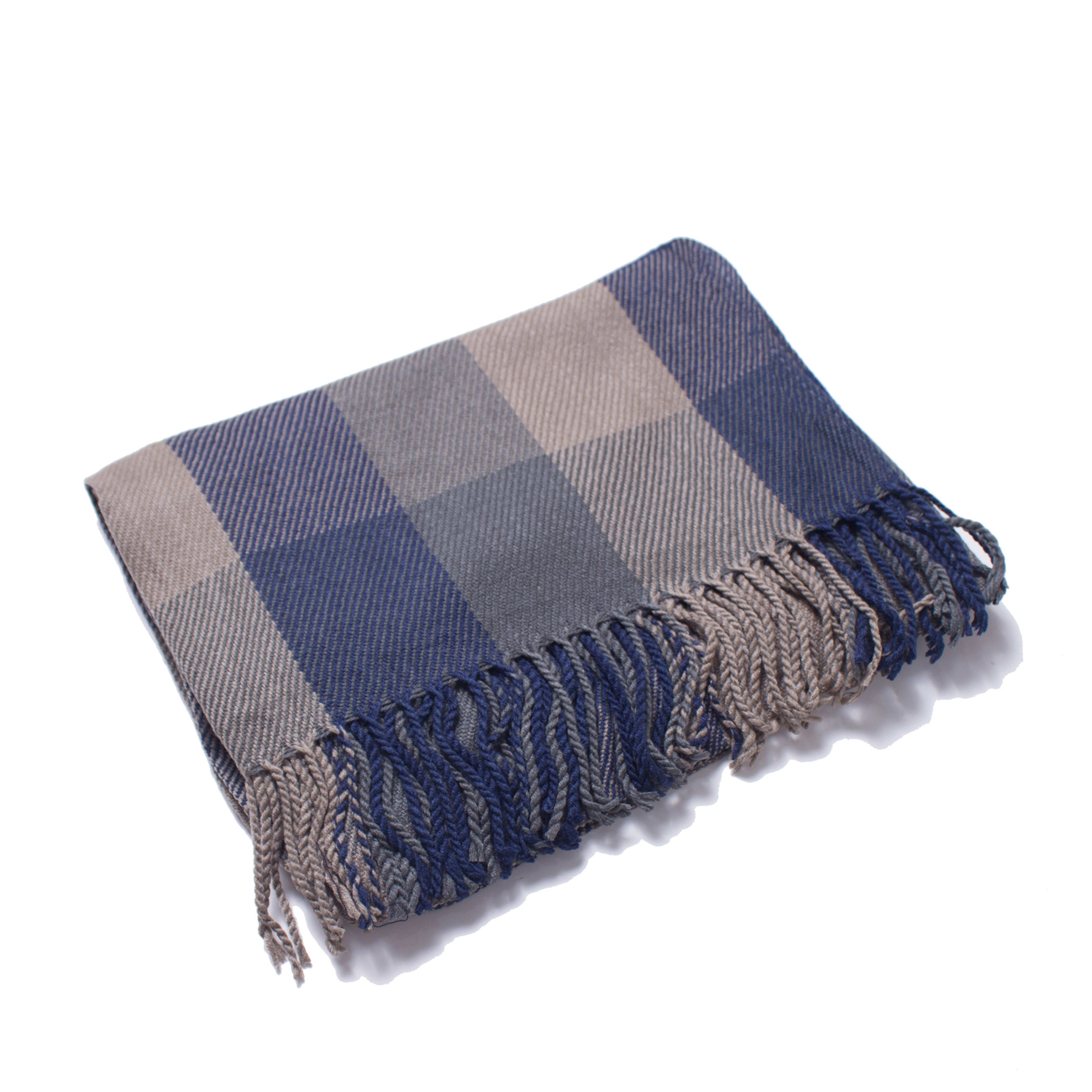 British-style Mens And Womens Couple Tassel Scarf With Large Plaid Pattern 7