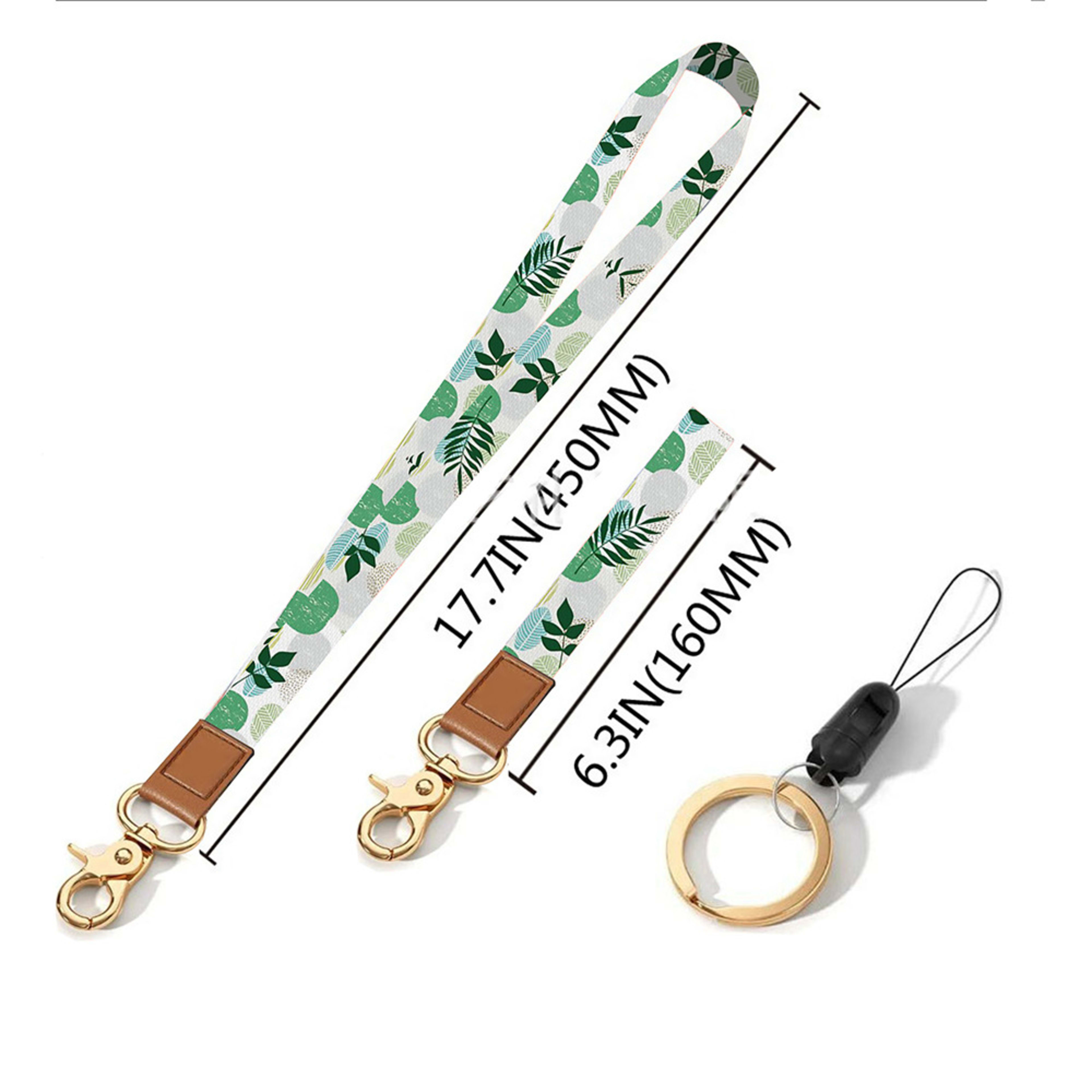 Leather-Polyester Wrist-Neck Dual-Use Keychain Lanyard 4