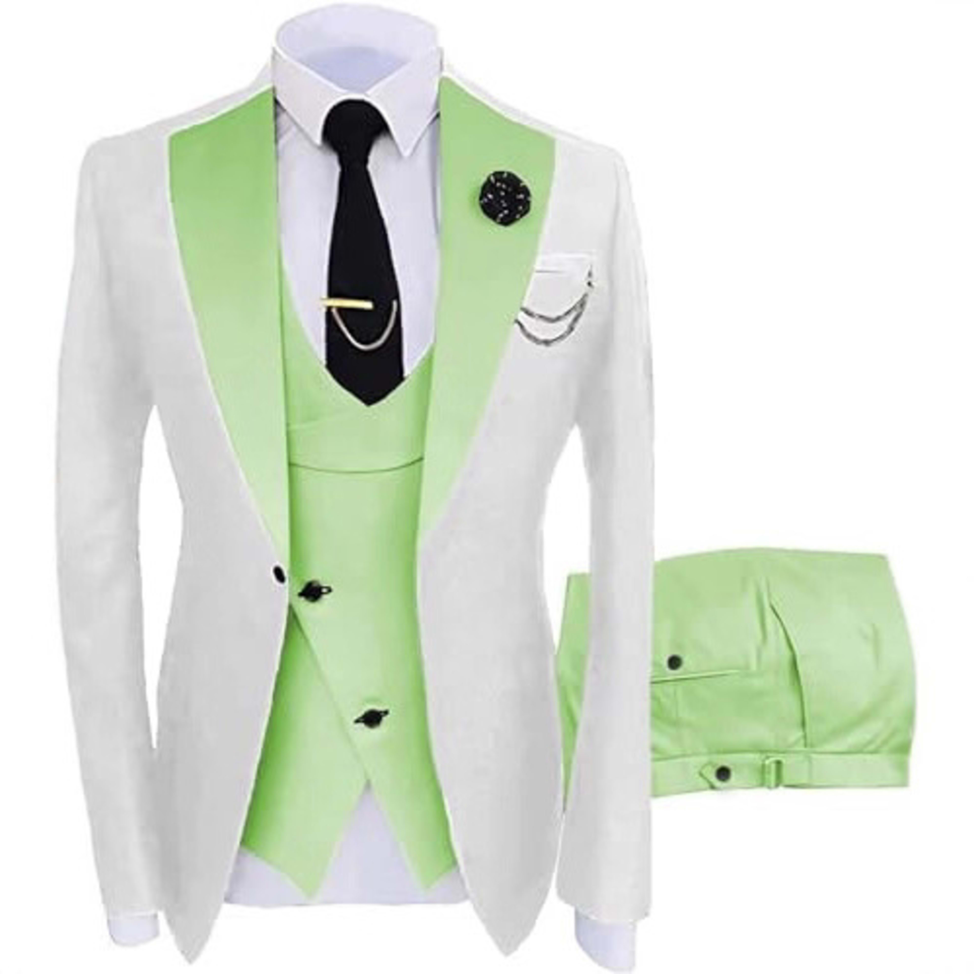 Mens Three-piece Mixed-color Suit 9