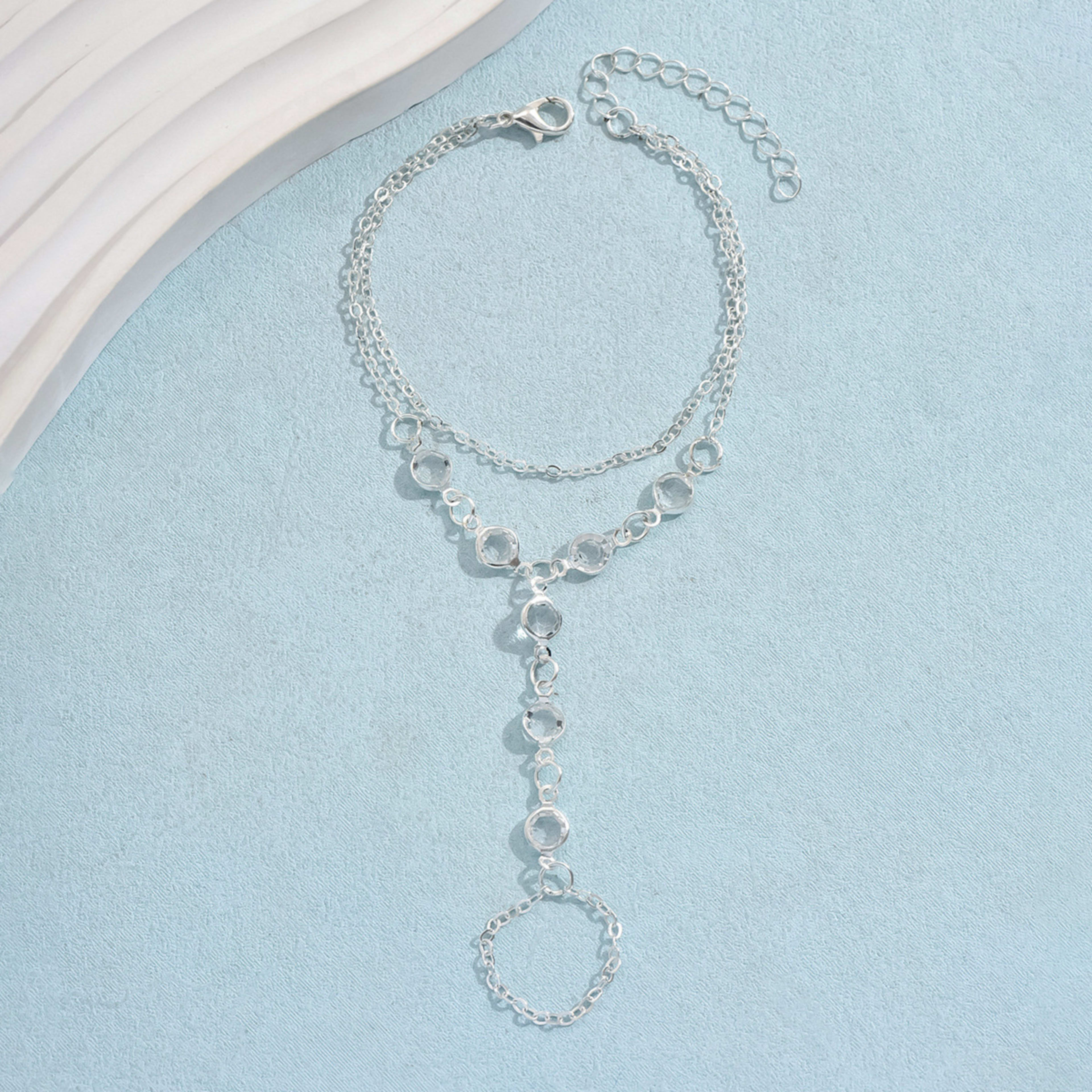 European And American Fashion Minimalist Bracelet Ring Crystal Luxury Mitten-type Bracelet Cross-border Hot Selling Jewe 7