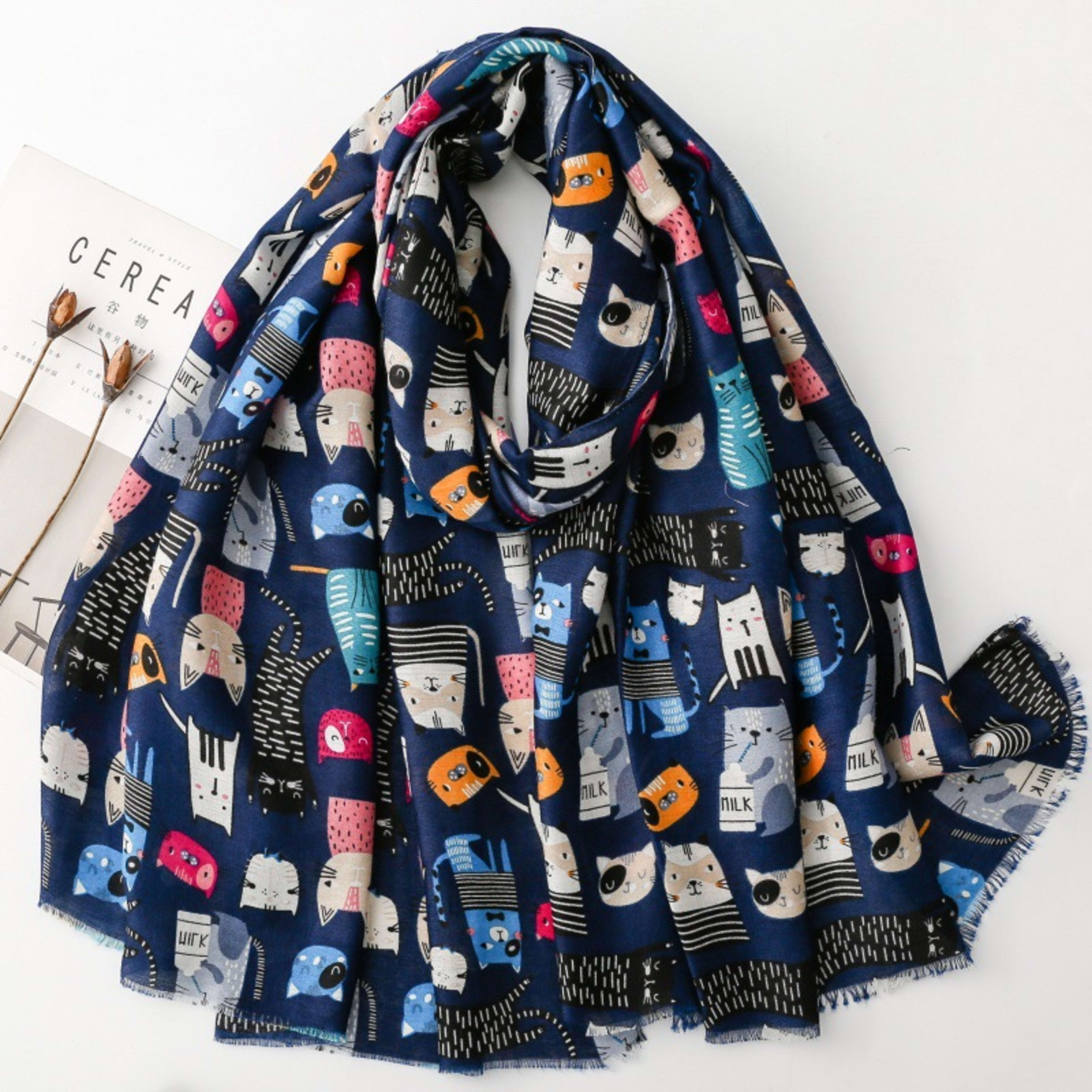 Cute Cat-patterned Scarf Korean Style 1