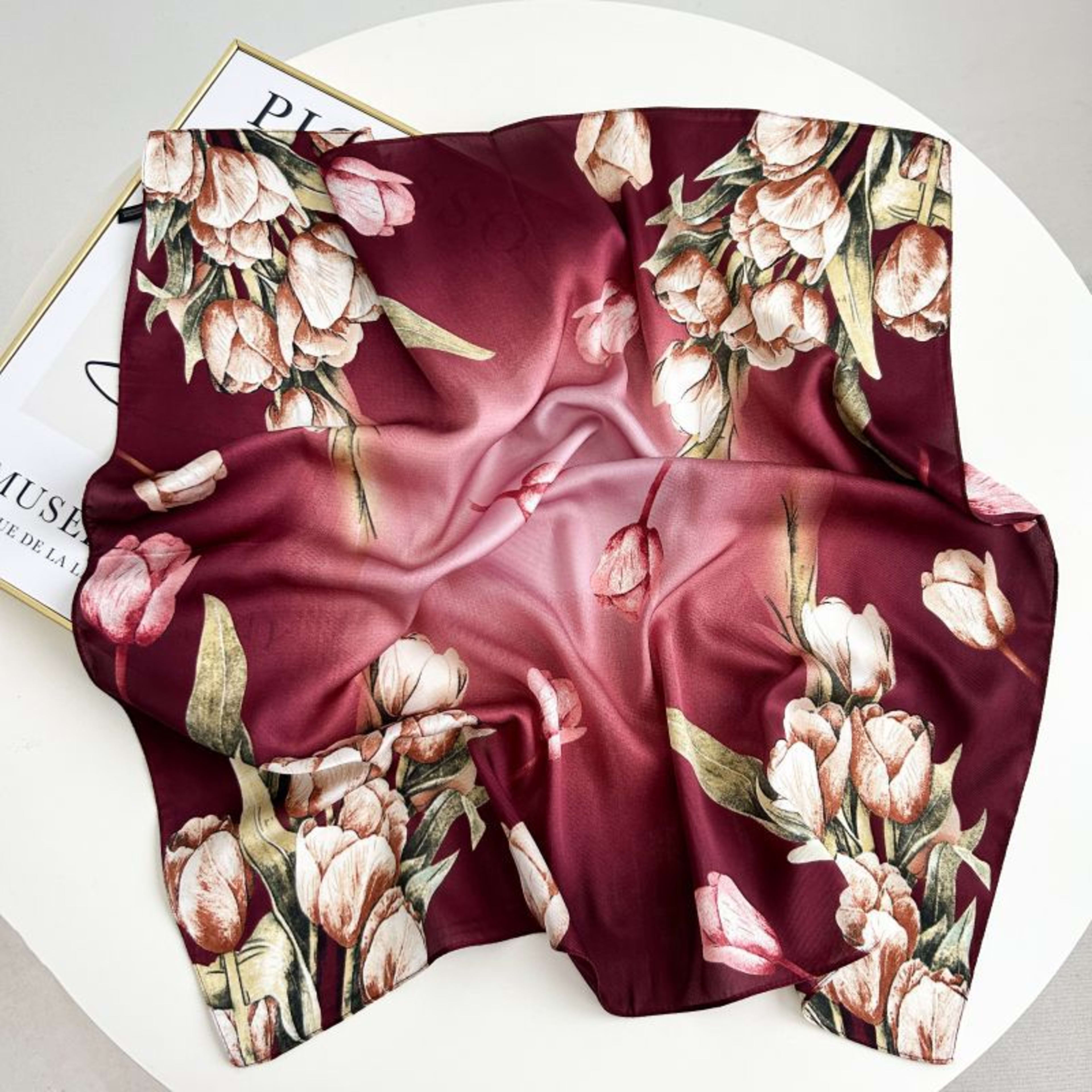 New High-end Twill Silk-look Square Scarf 14