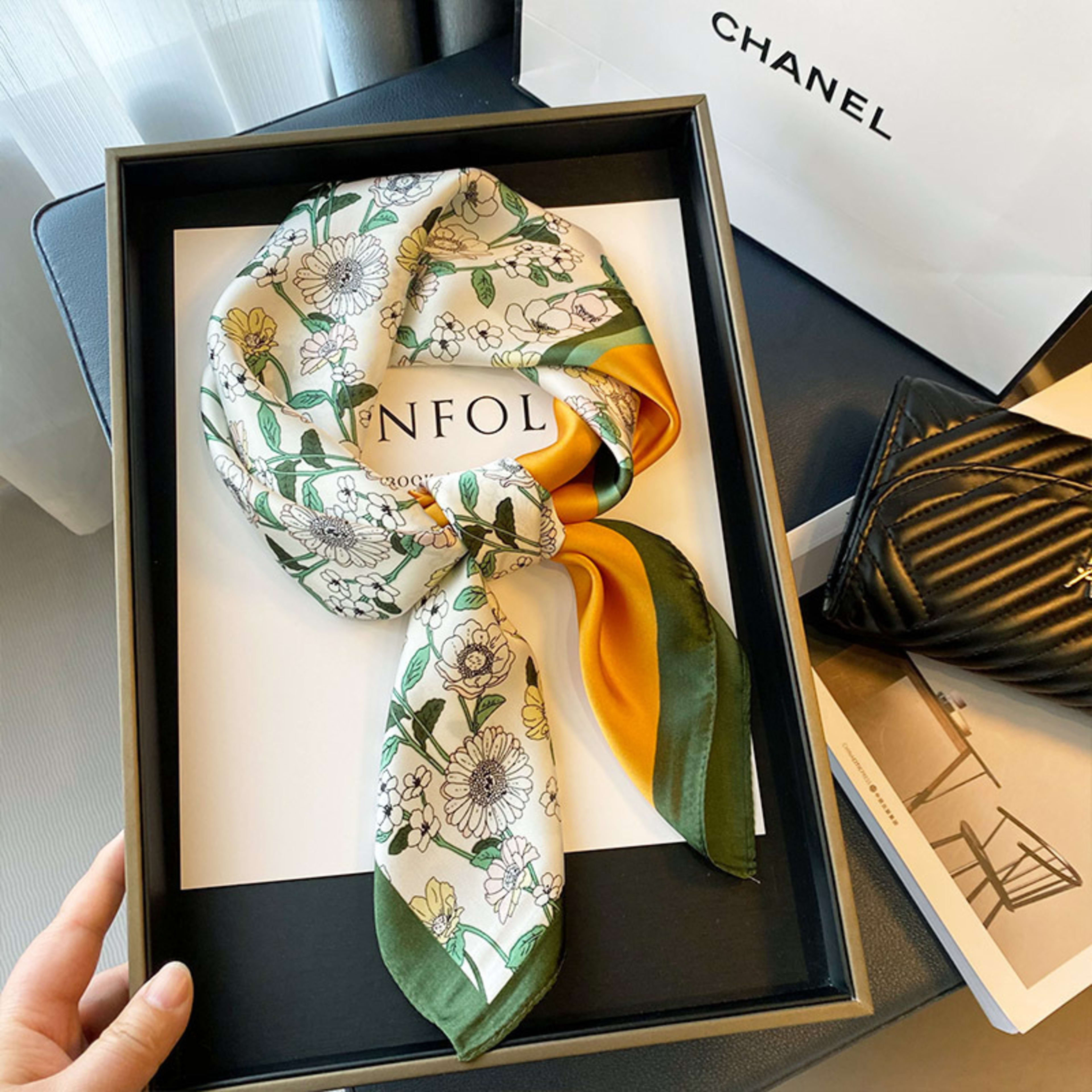 Small Scarf Vintage Printed Silk Scarf For Women 71