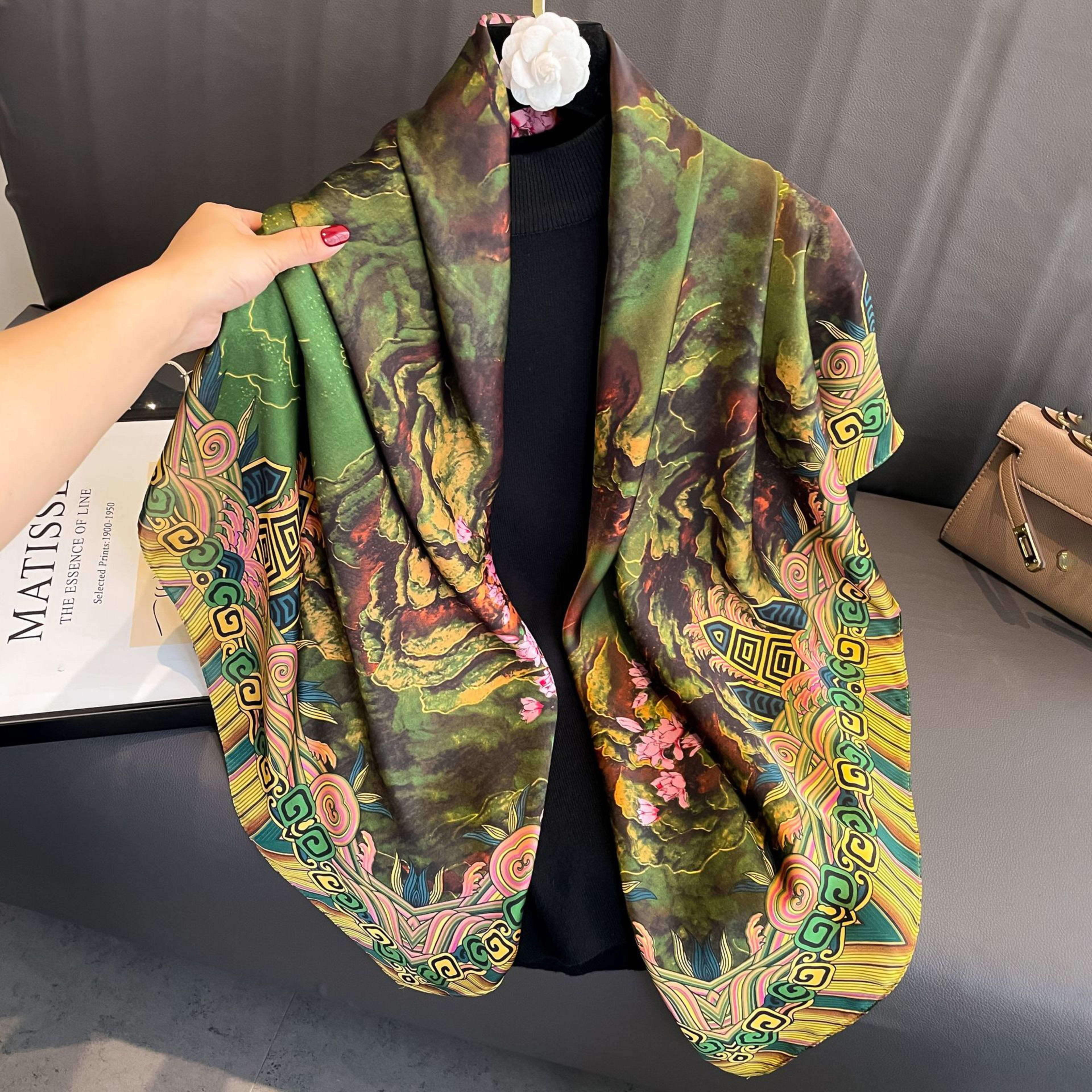 Creative Exotic-print Versatile Silk Scarf 21