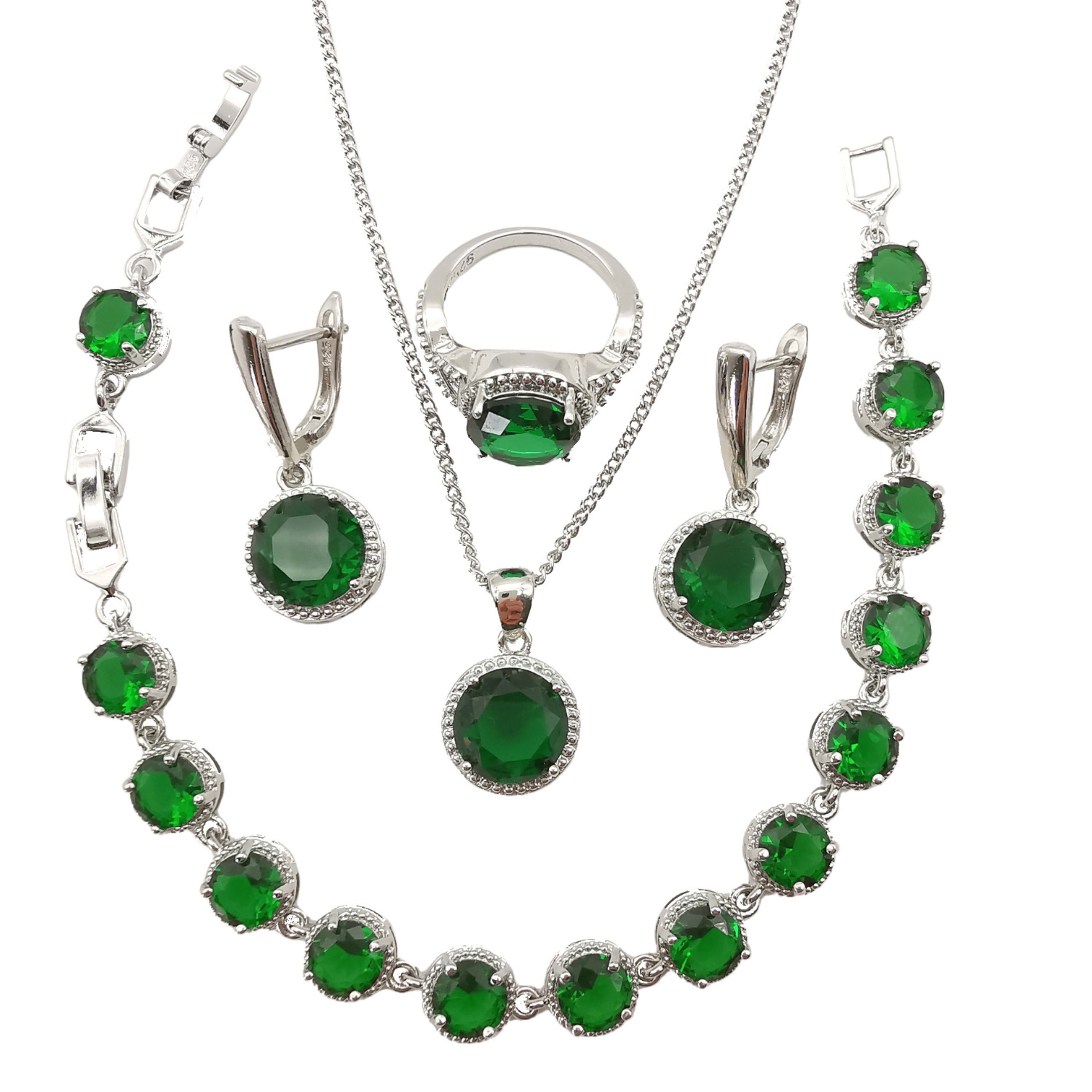 European And American Style Jewelry Round Diamond 4 PCs Set 7