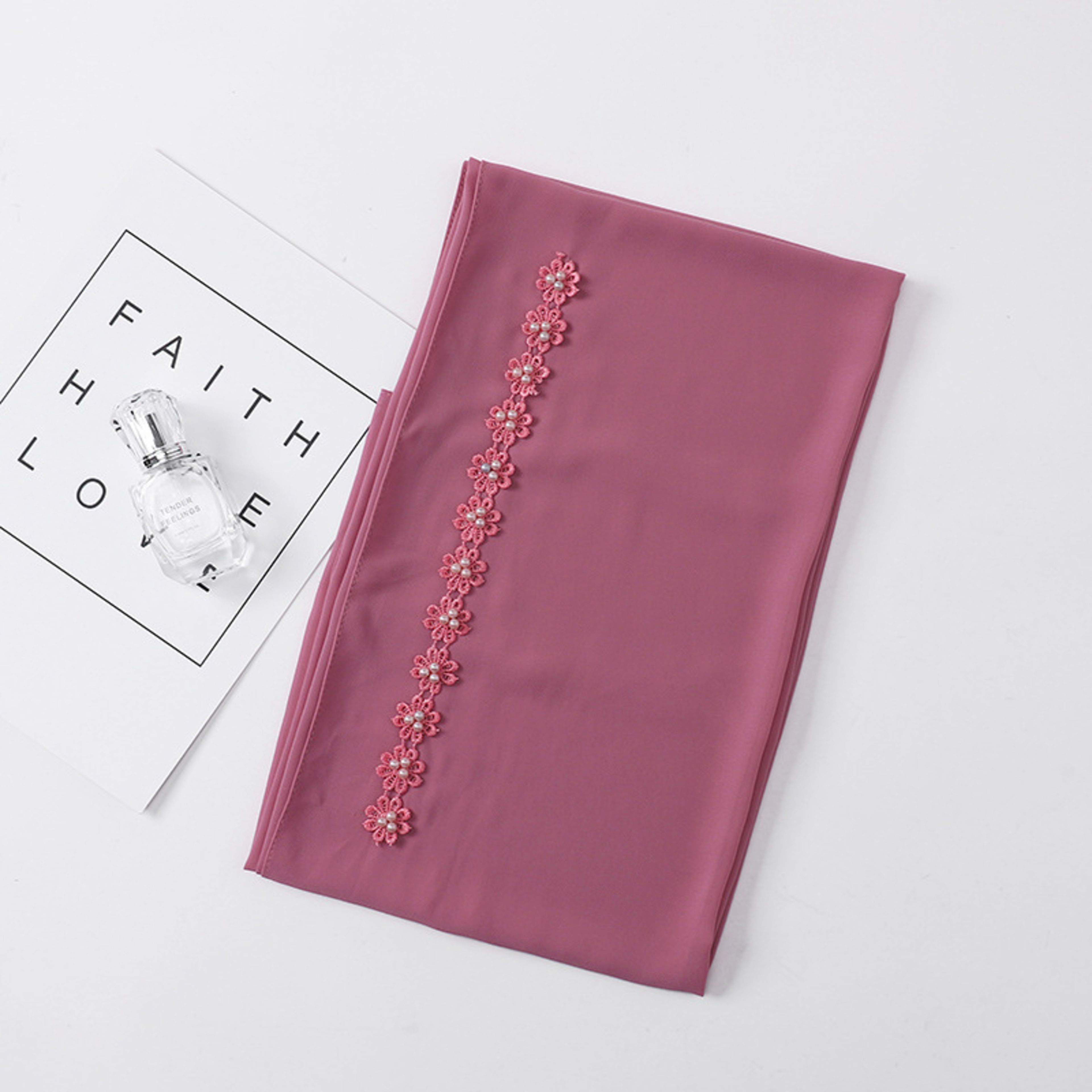 Pearl Chiffon Nail Pearl Decorative Headscarf 18