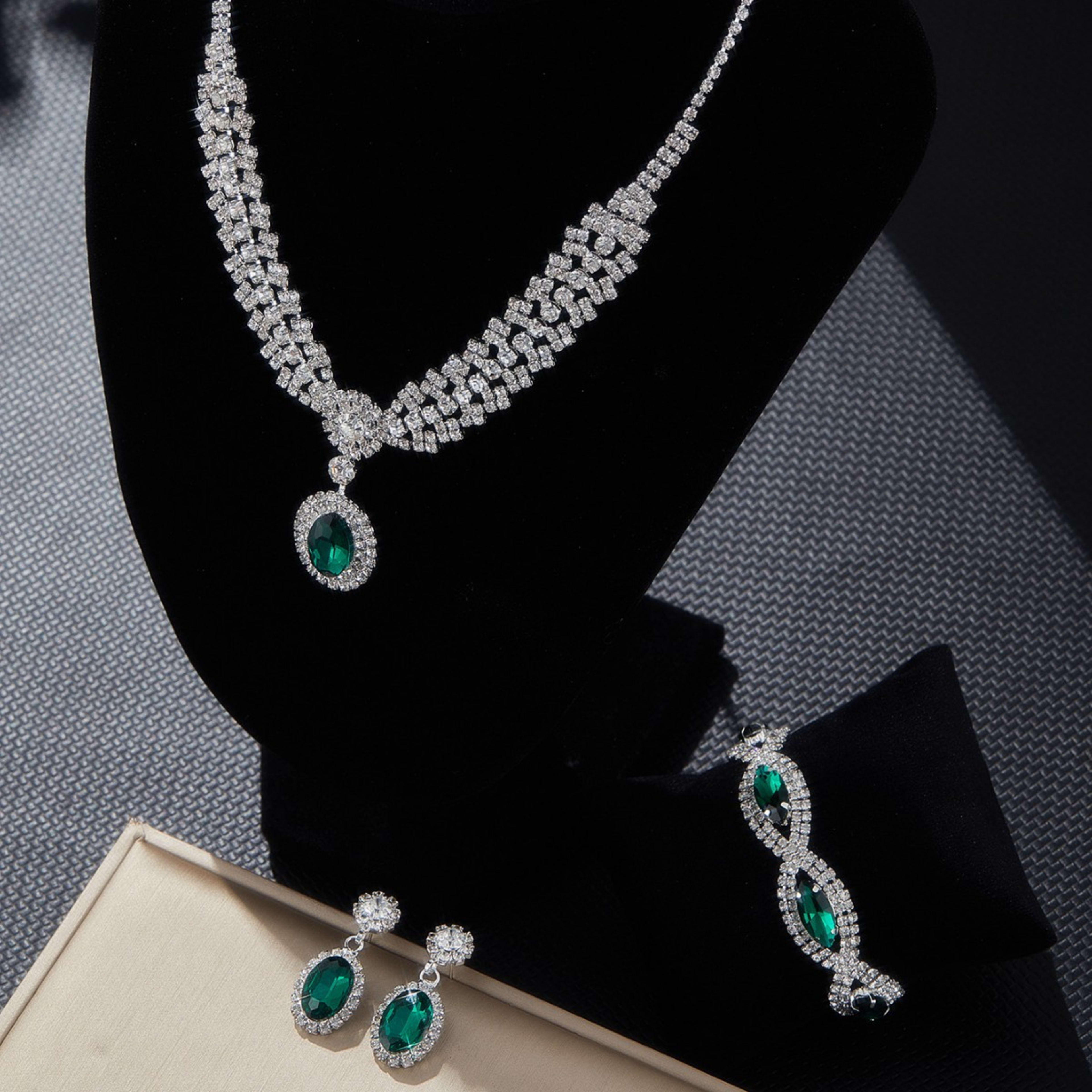 New European And American Style Elegant Luxury Sapphire Necklace Set Of Four Pieces 9