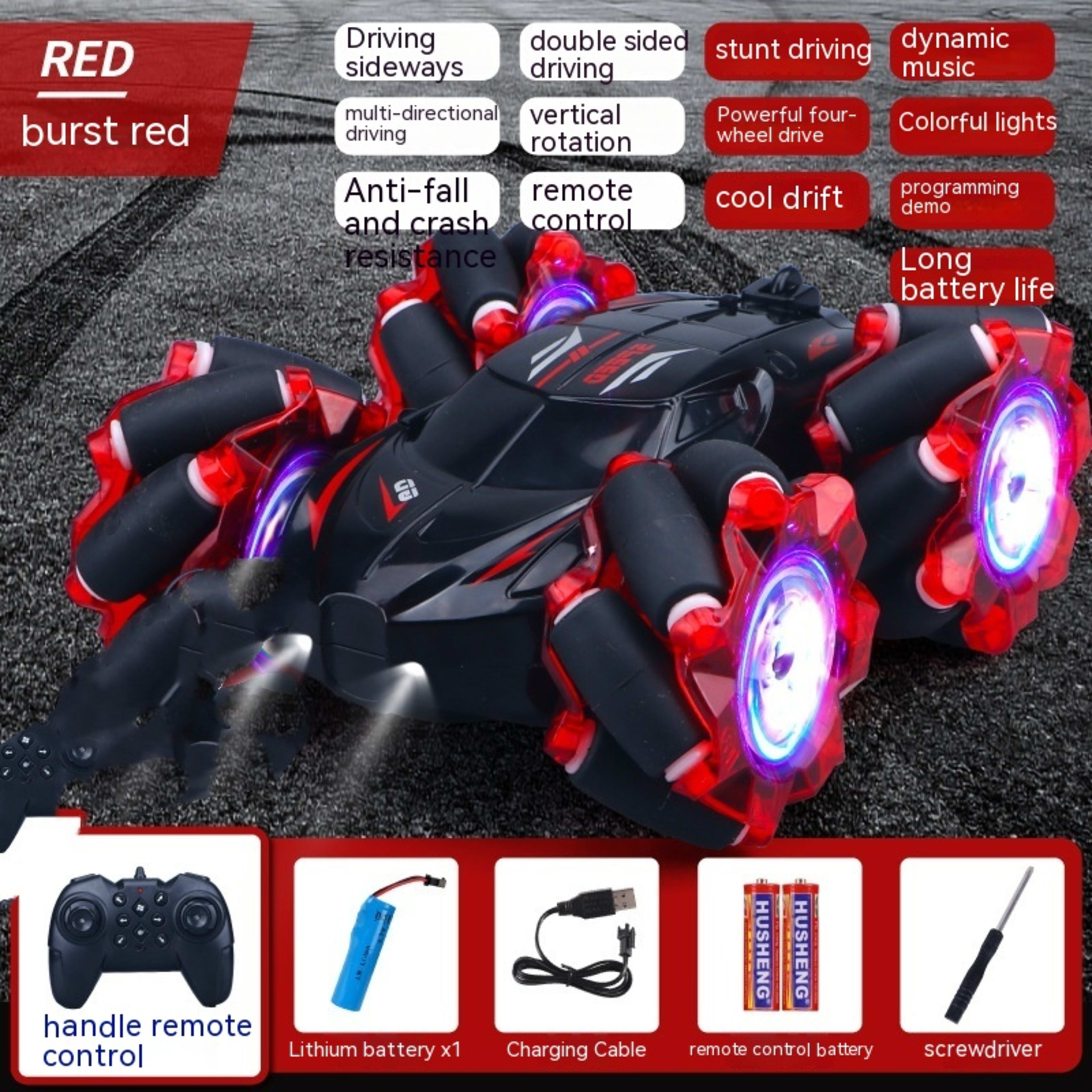 24G High-speed Wireless Remote Control Car Light Music Four-wheel Drive Double-sided Driving Flip Rotating Drift Car Stu