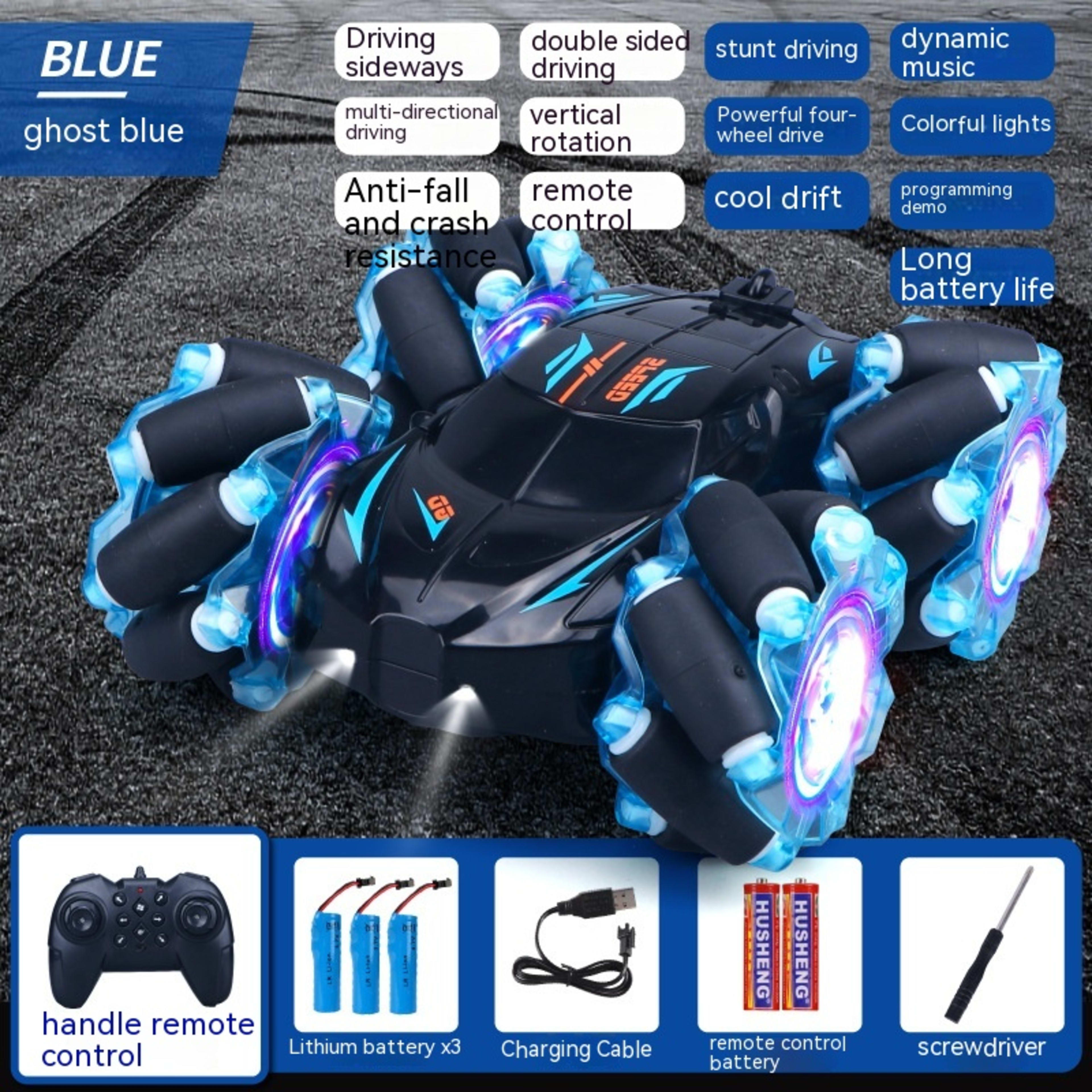 24G High-speed Wireless Remote Control Car Light Music Four-wheel Drive Double-sided Driving Flip Rotating Drift Car Stu 4