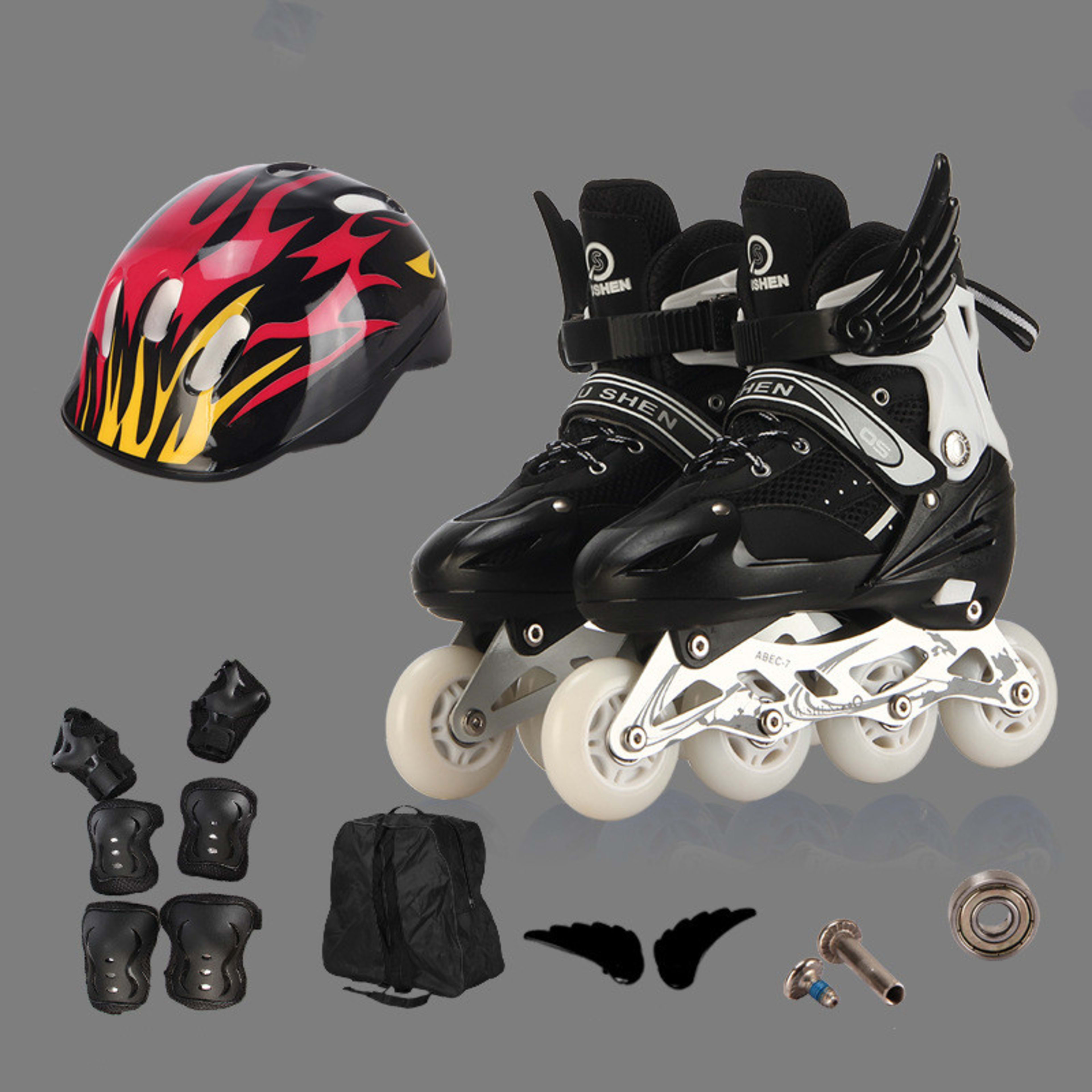 Pu Single Wheel Adjustable Children's Roller Skates 6